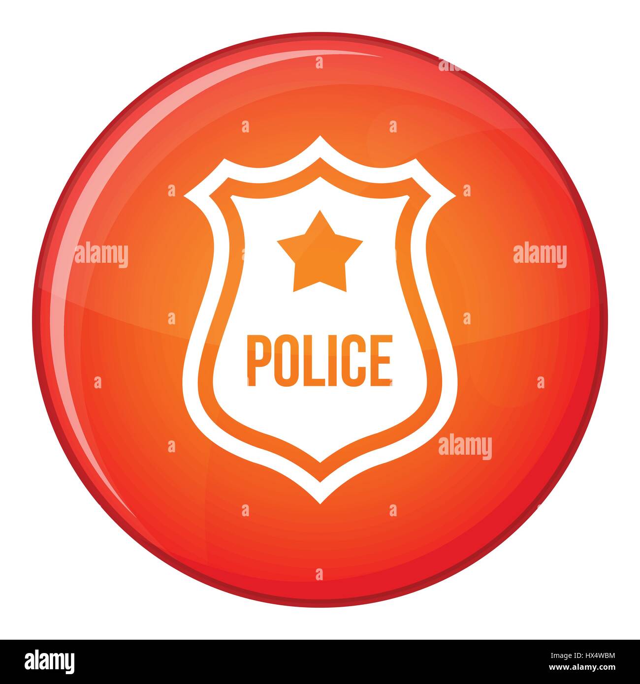 Icône de l'insigne de police, style plat Illustration de Vecteur