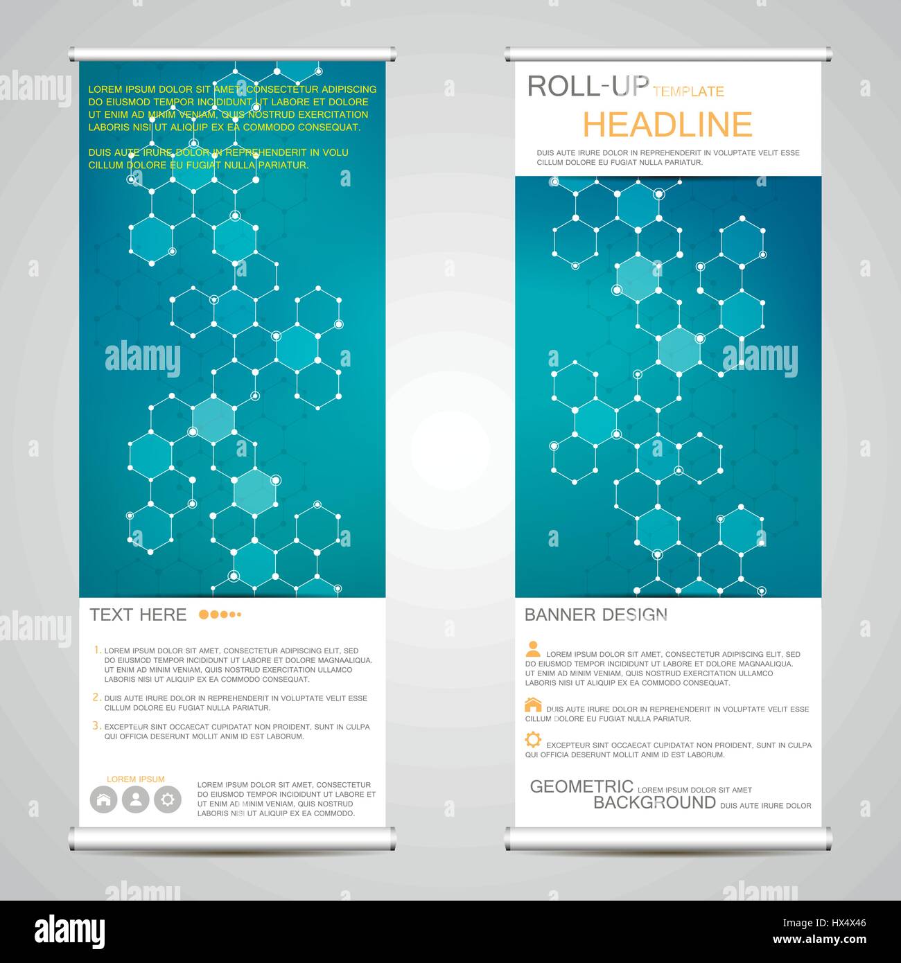 Roll-up Banner stands de présentation et de publication. Fond abstrait géométrique. Vector illustration Illustration de Vecteur