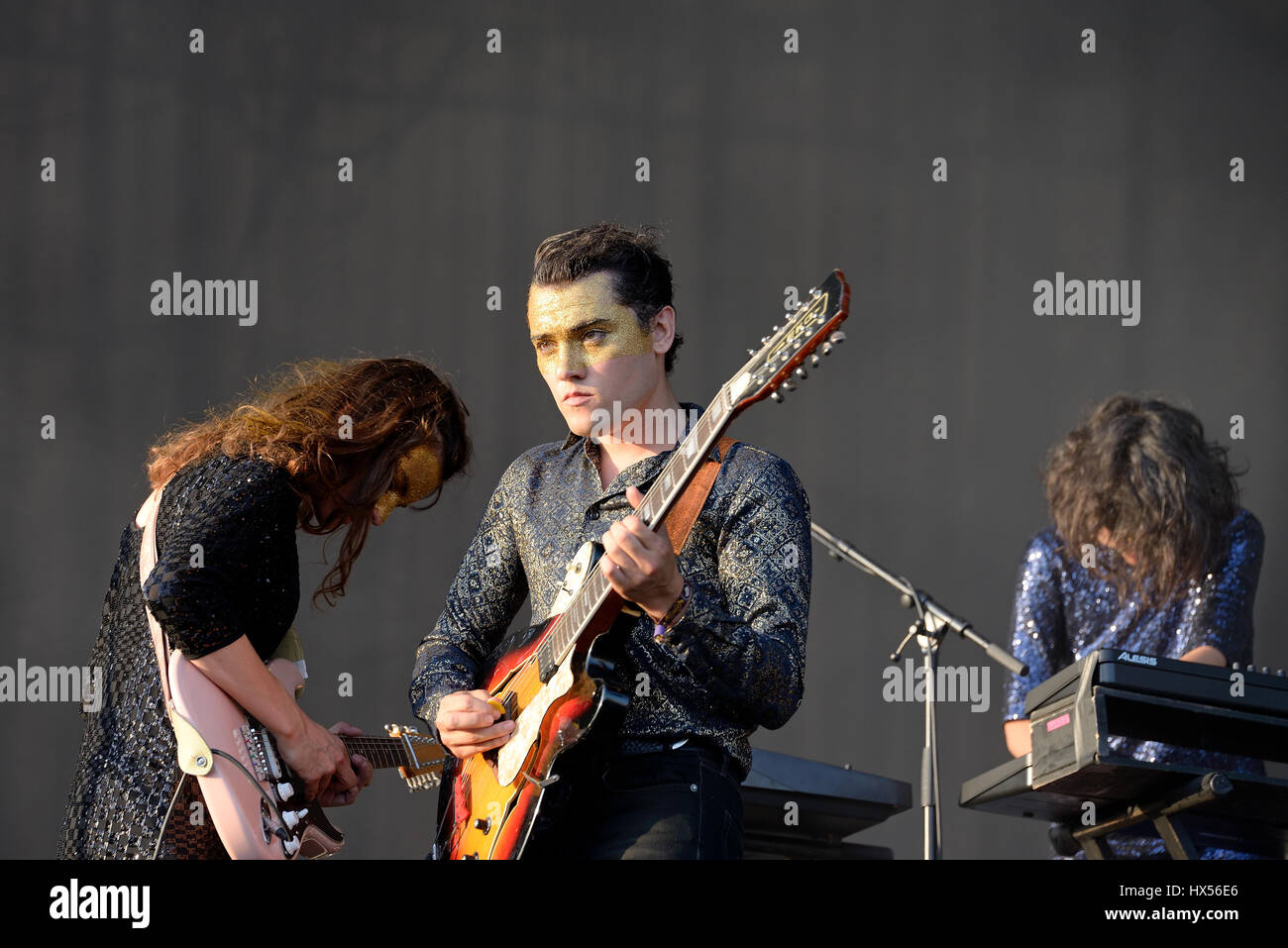 BENICASSIM, ESPAGNE - 17 juil : Moodoid (fusion rock band) en concert au Festival le 17 juillet 2015 à Benicassim, Espagne. Banque D'Images
