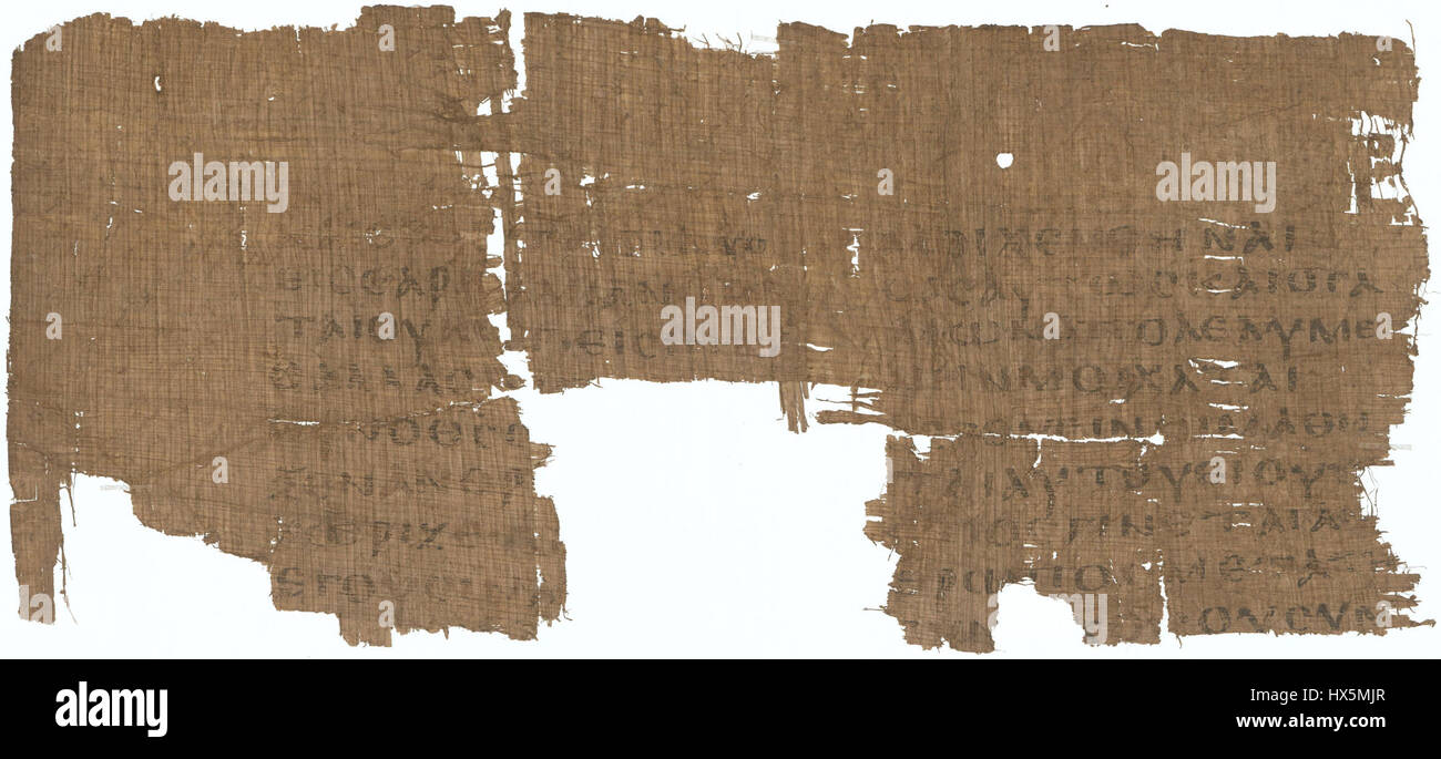 25 Staatliche Museen zu Papyrus Berlin inv. 16388 Evangile de Matthieu 18,32 34 19,1 3,5 7,9 10 verso Banque D'Images