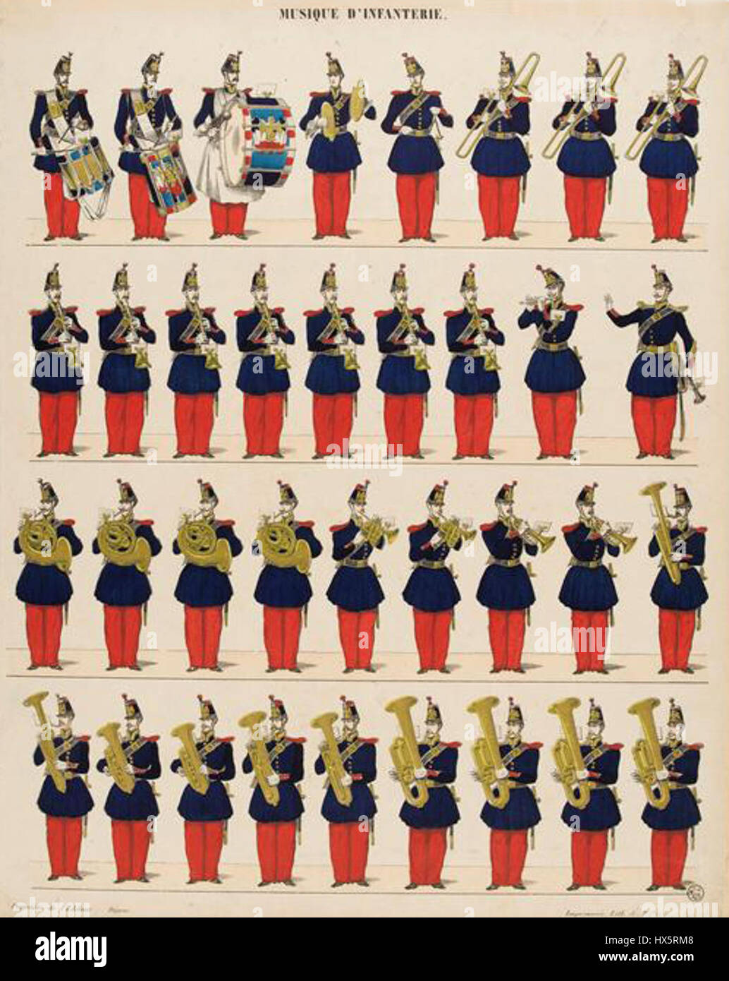 *Musique d'infanterie, second Empire* désigne la musique militaire de la France pendant le second Empire. Il reflète la culture musicale de l'époque, accompagnant le style de vie militaire et les événements sociétaux. Banque D'Images