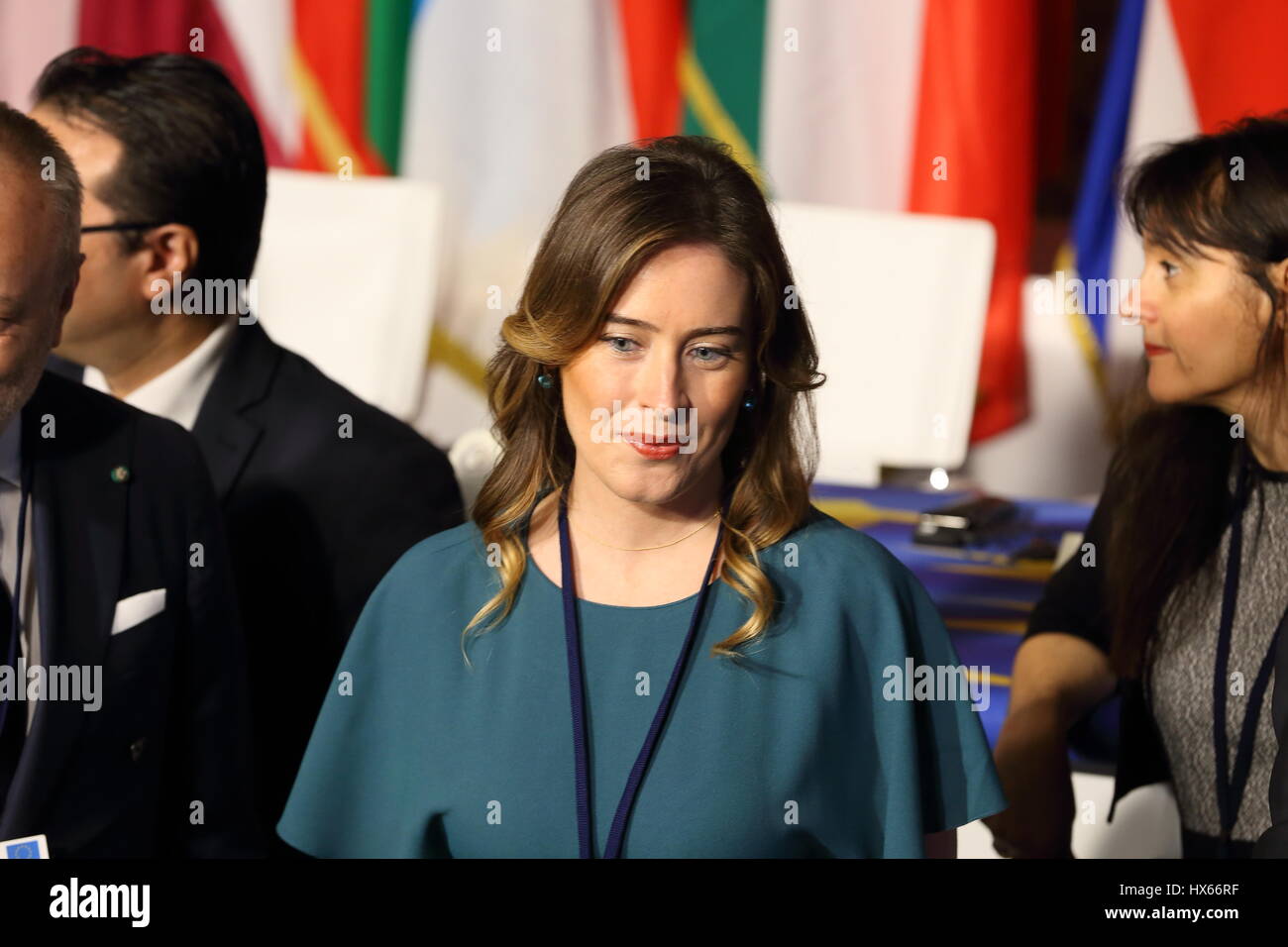 Roma, Italie. Mar 25, 2017. Sous-secrétaire d'État à la présidence du Conseil des ministres Maria Elena Boschi Crédit : Matteo Nardone/Pacific Press/Alamy Live News Banque D'Images