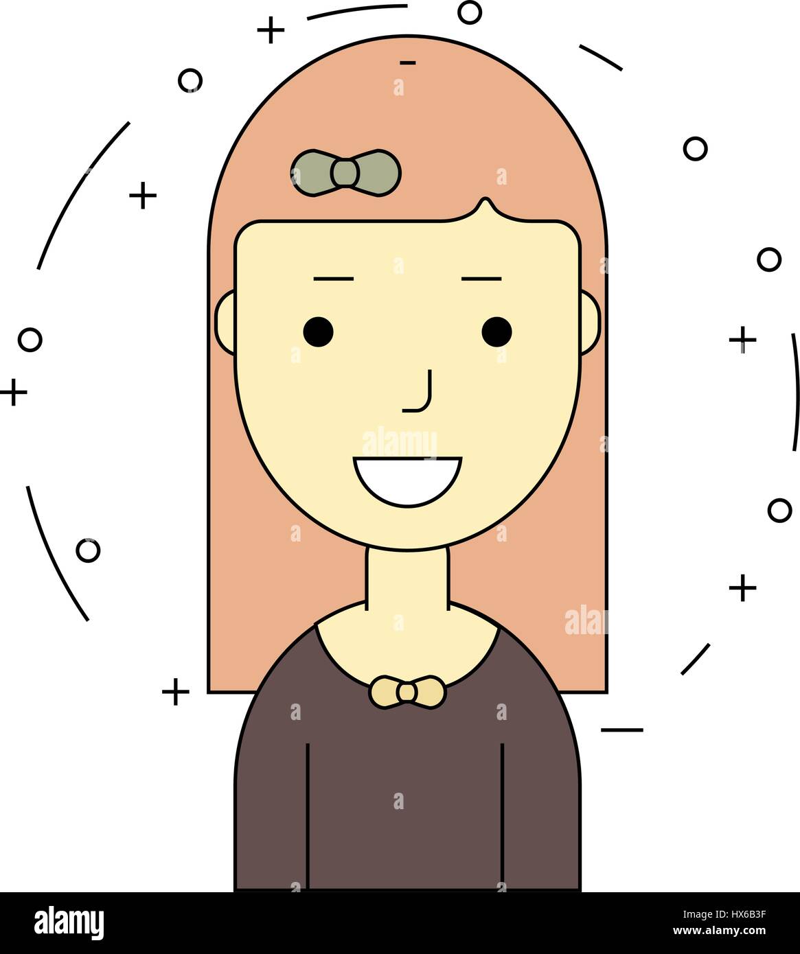 Smiling girl character, le minimalisme cartoon télévision Illustration de Vecteur
