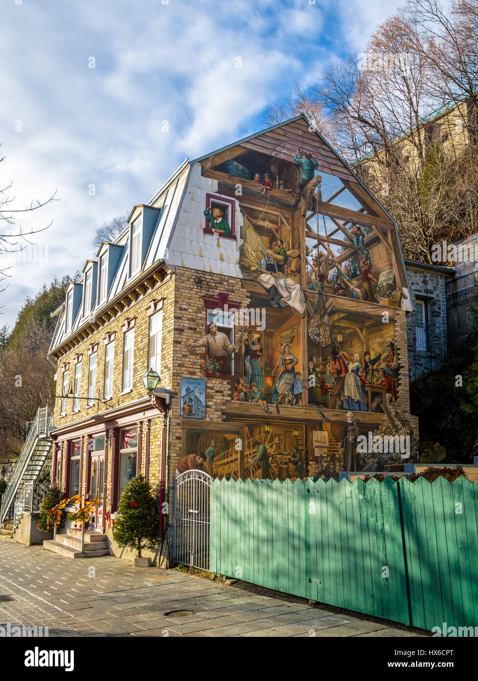 Petit-Champlain Fresque (fresque du Petit-Champlain) - Ville de Québec, Canada Banque D'Images