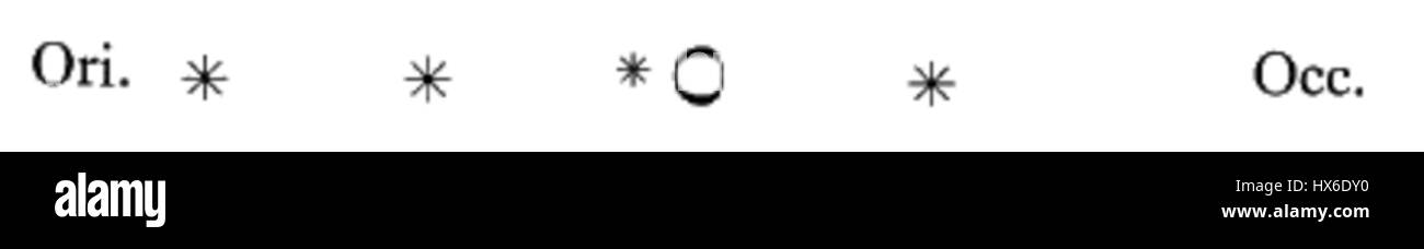 *Sidereus Nuncius* (messager étoilé) est une œuvre astronomique révolutionnaire de Galileo Galilei. Cette illustration, *Figura 3*, montre des observations célestes à travers le télescope de Galilée, marquant un moment clé de la révolution scientifique et de l’étude de l’astronomie. Banque D'Images