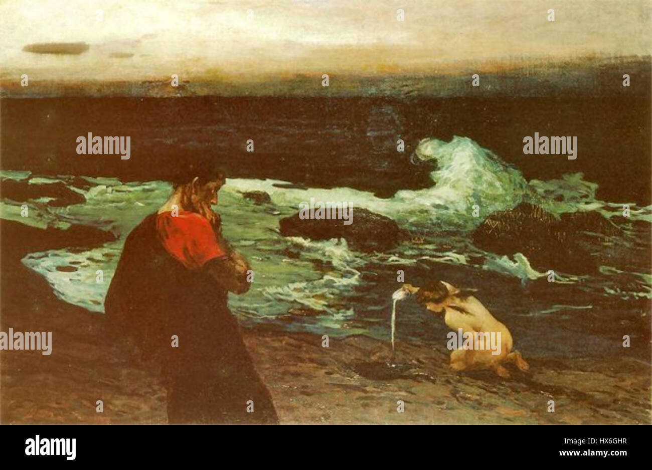 Saint Augustin est une peinture de l'artiste polonais Władysław Wankie (1860-1925), représentant le théologien et philosophe chrétien Saint Augustin d'Hippone en contemplation. Banque D'Images