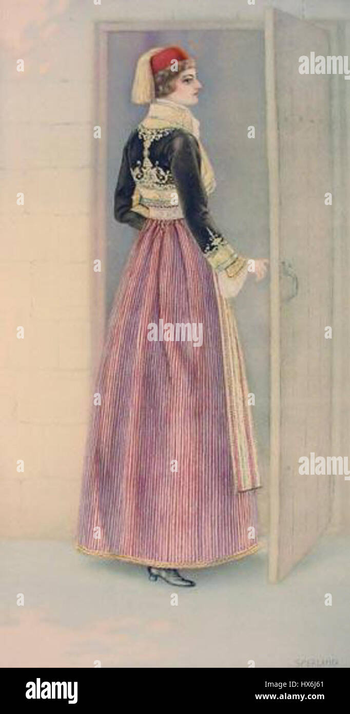 Un costume traditionnel macédonien grec de Siatista, avec broderies complexes et couleurs riches. Le costume reflète le patrimoine culturel et l'artisanat traditionnel de la région, souvent porté lors de fêtes et cérémonies importantes. Banque D'Images