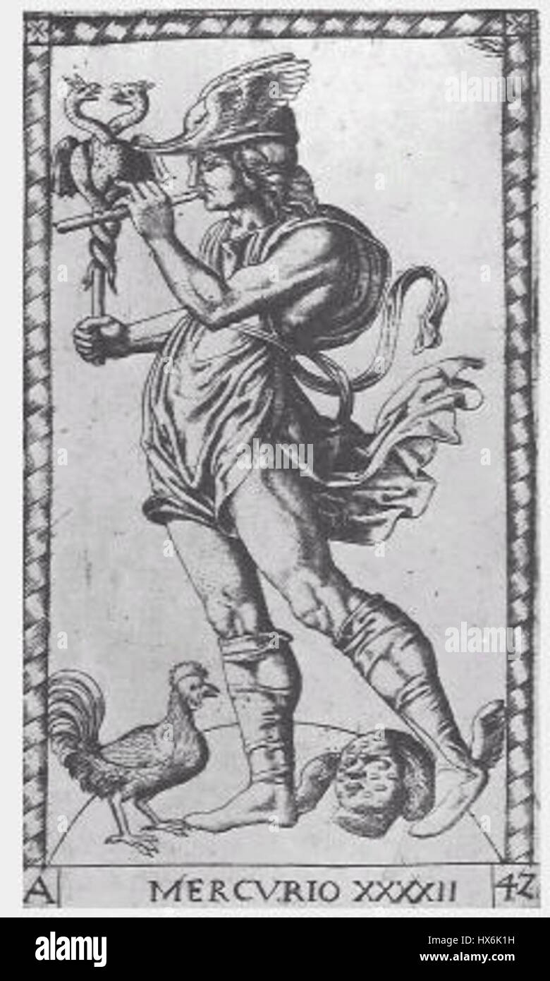 *Mercurio* est une représentation mythique du Dieu romain Mercure, connu pour ses mouvements rapides et ses fonctions de messager parmi les dieux. Cette figure incarne les attributs de vitesse, de communication et de voyage du Dieu romain. Banque D'Images