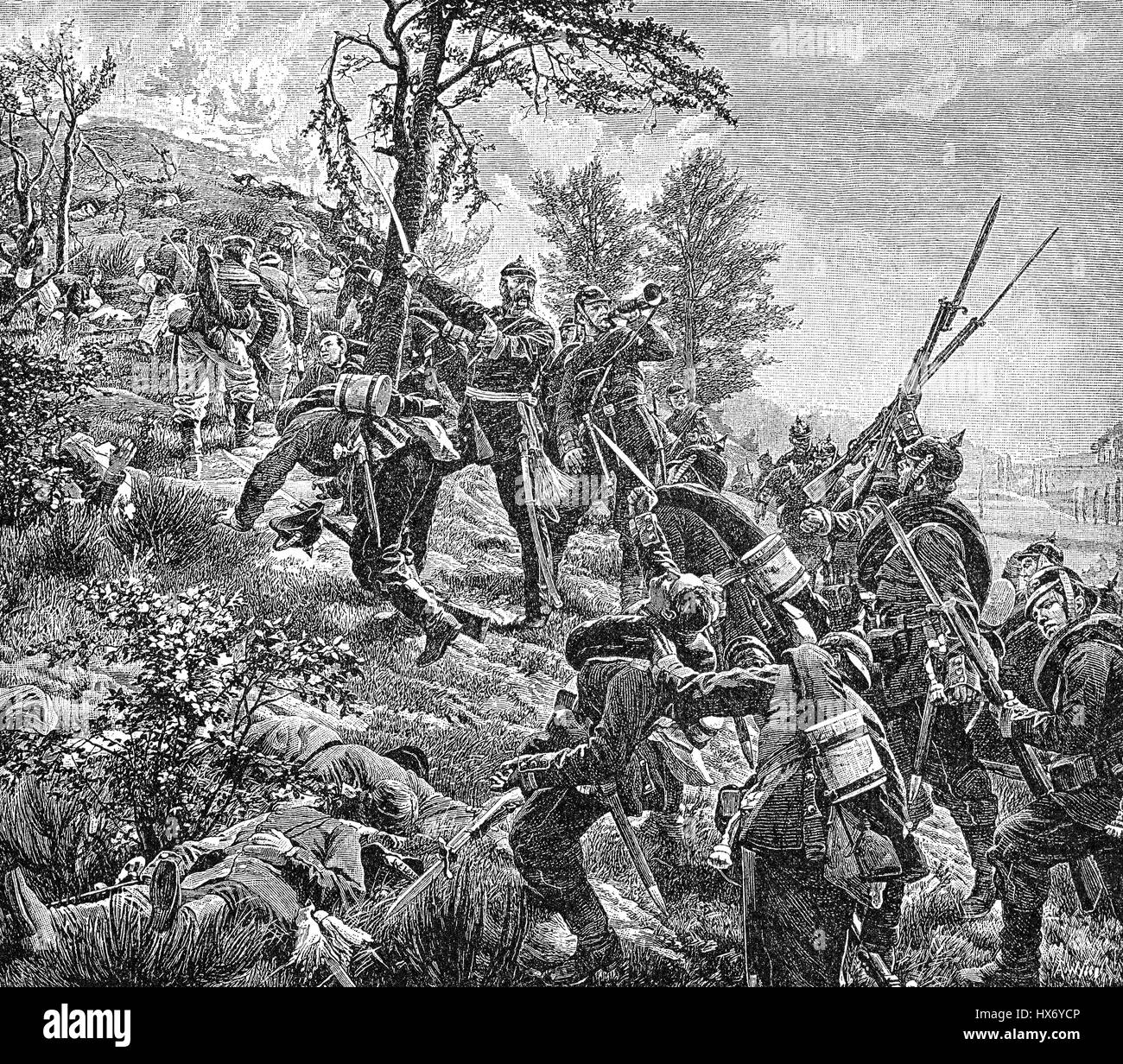 Bataille de Spicheren ou bataille de Forbach, le 6 août 1870, Guerre franco-prussienne Banque D'Images