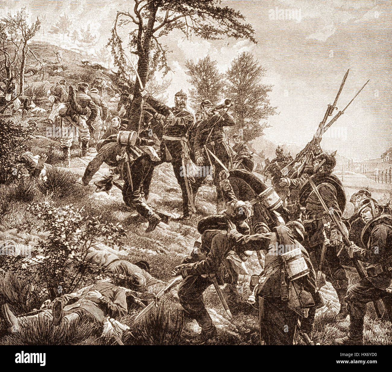 Bataille de Spicheren ou bataille de Forbach, le 6 août 1870, Guerre franco-prussienne Banque D'Images