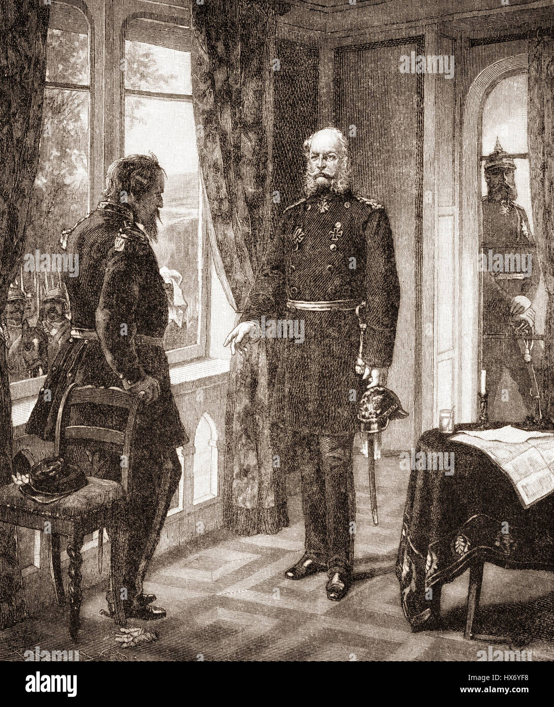Rencontre entre William I et Napoléon III d'abandonner, 1870 Banque D'Images