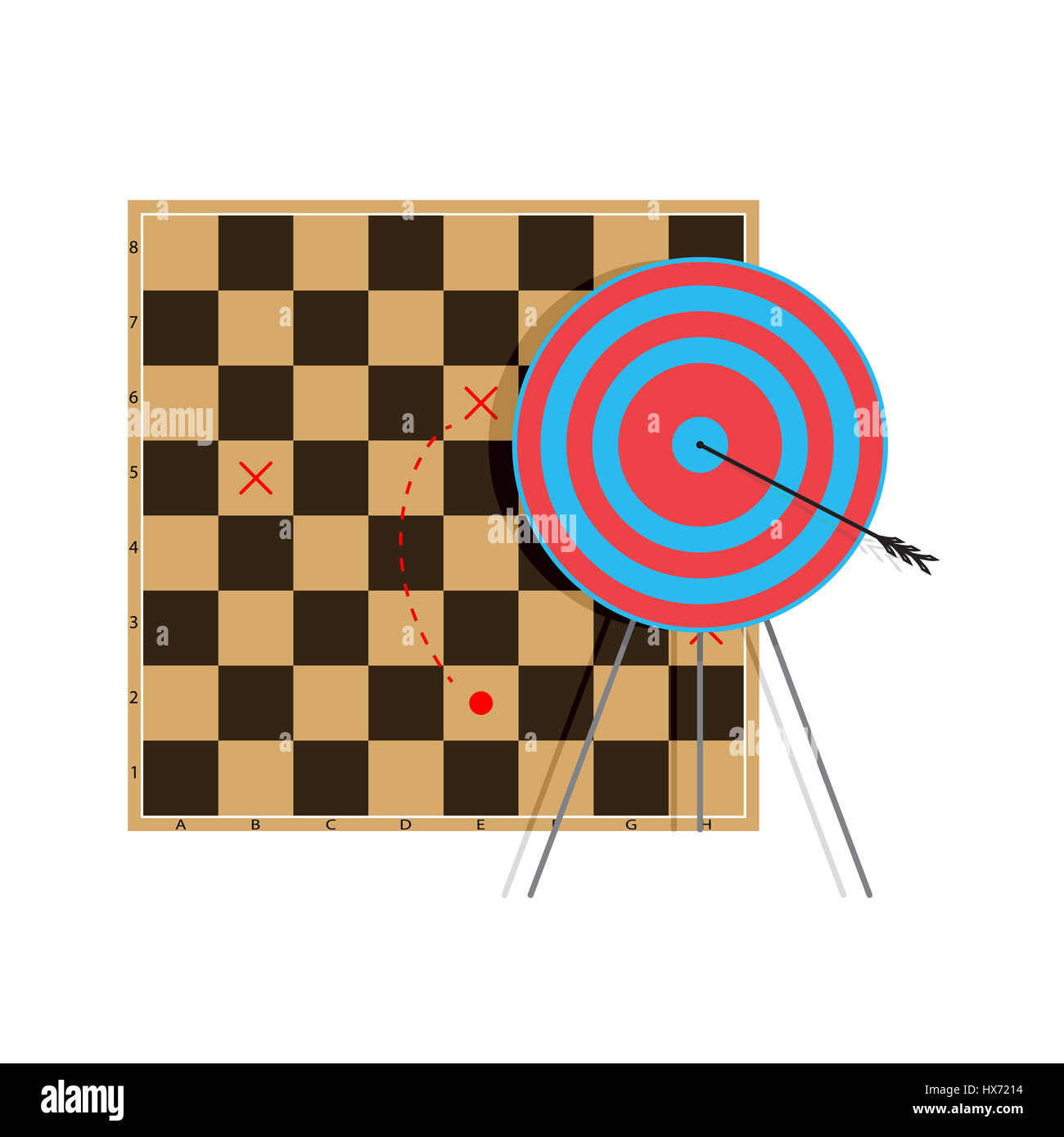 Tactique pour objectif. Flèche Bullseye, professionnel vector illustration Banque D'Images