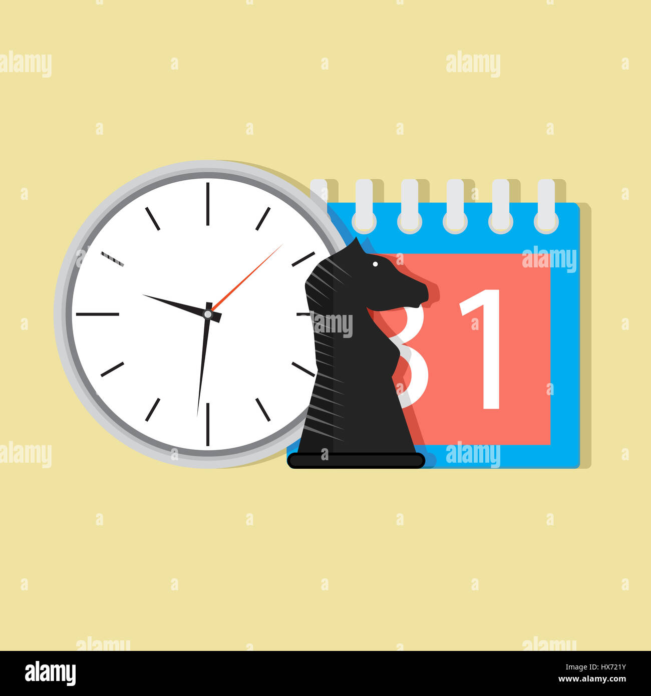 Du temps et de l'organisation tactique. La figure d'affaires et de calendrier, vector illustration Banque D'Images