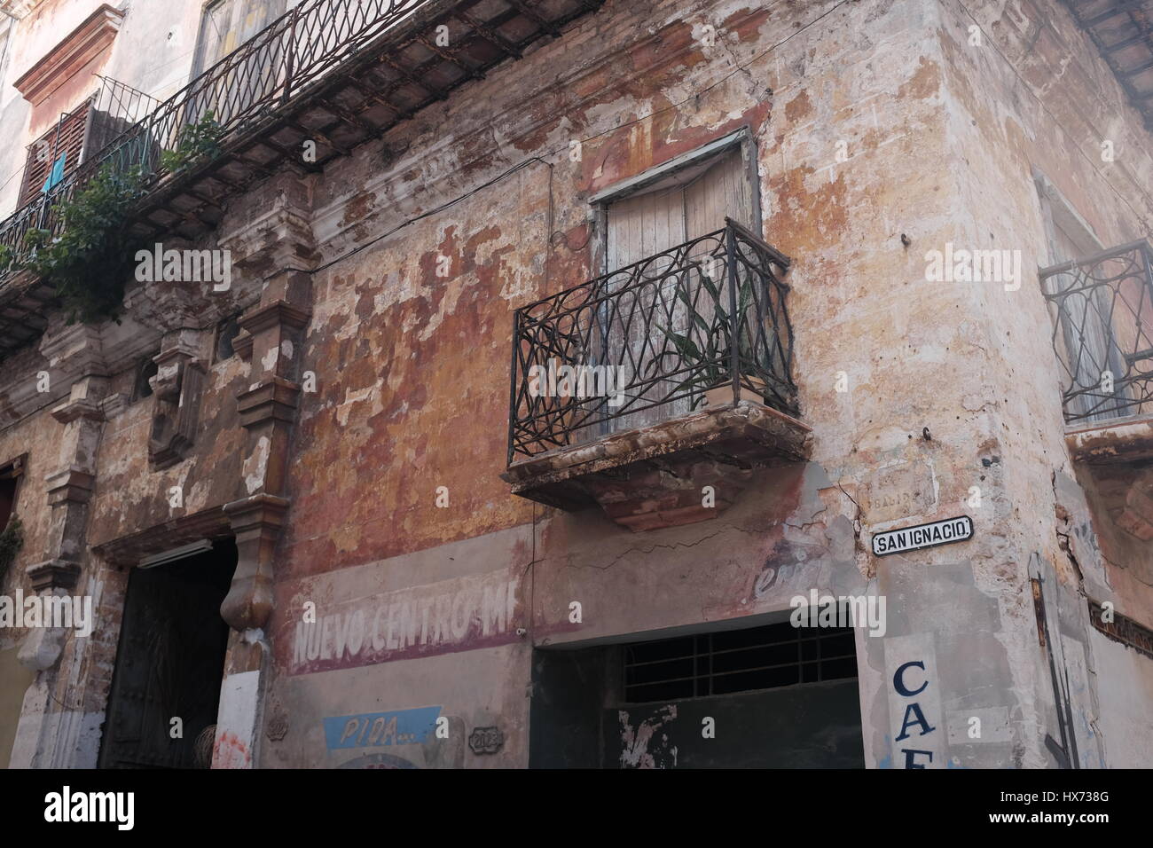 La Havane Cuba 2017 balcon Banque D'Images