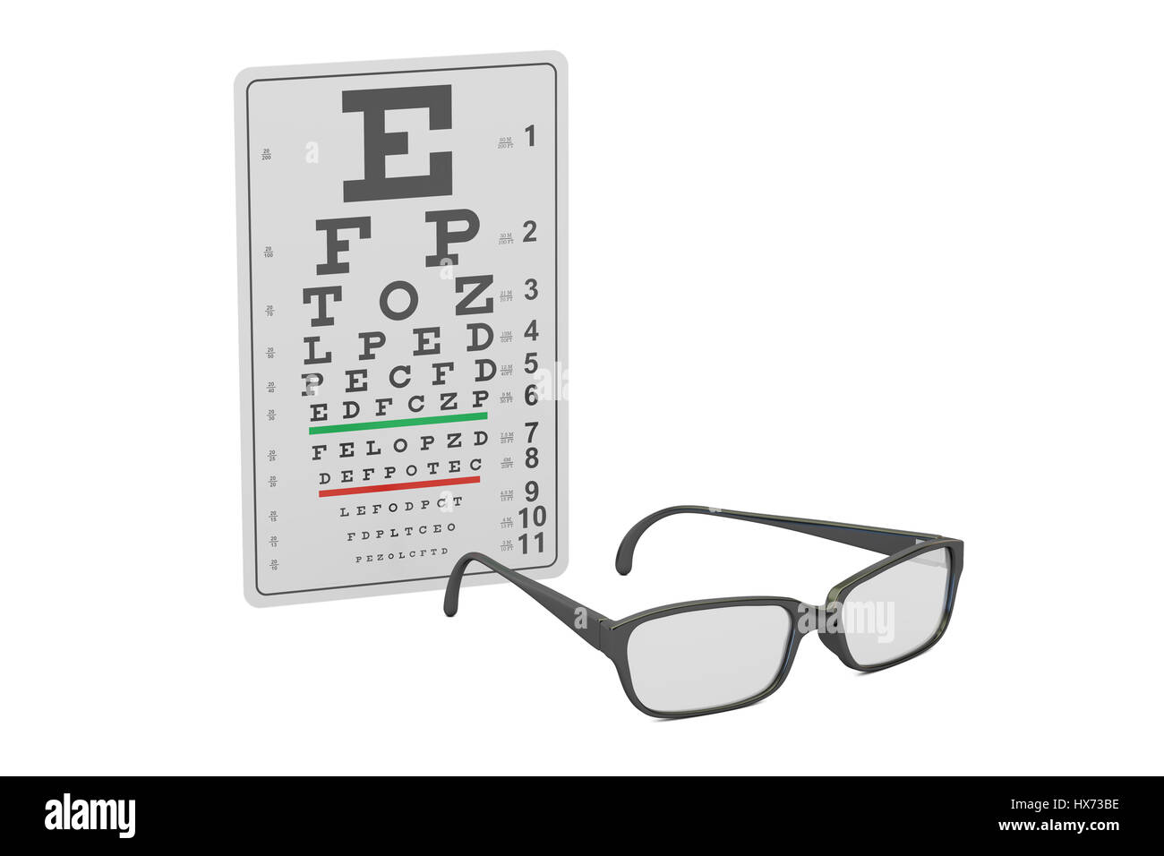 Les lunettes et l'œil, rendu 3D isolé sur fond blanc Banque D'Images