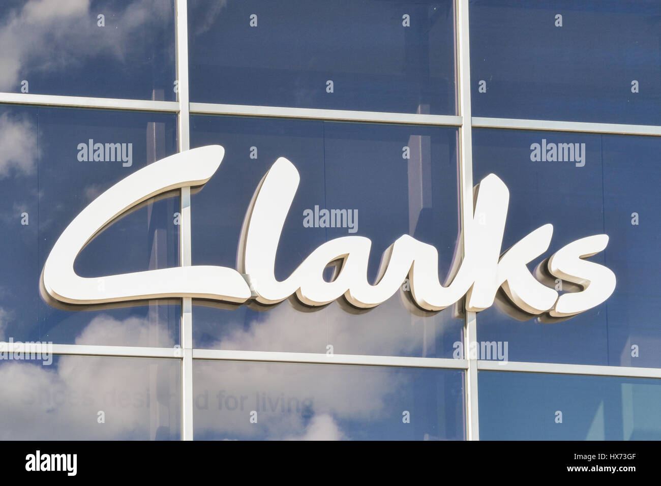 Chaussures Clarks logo sign Banque D'Images