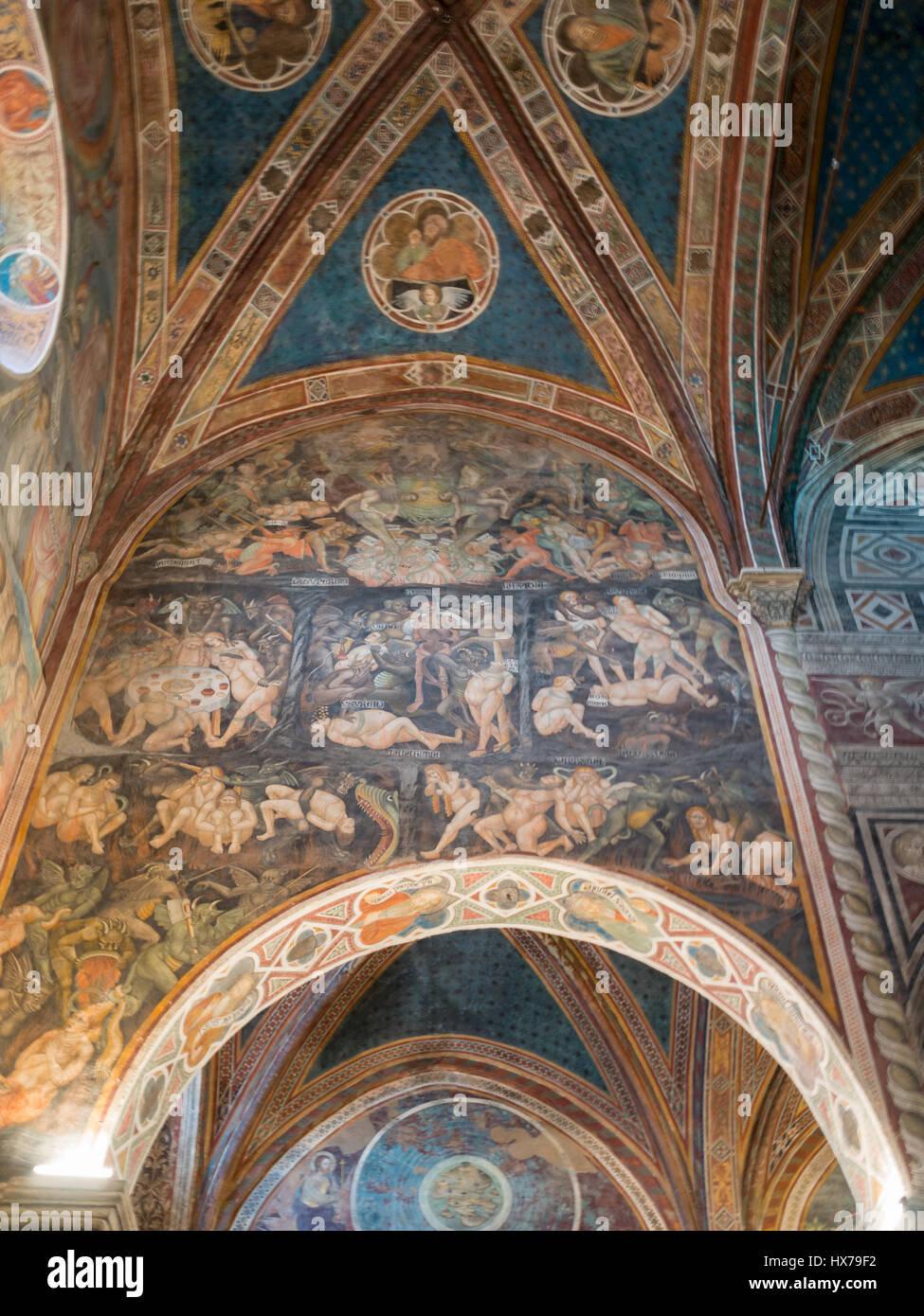 Fresque de l'enfer par Taddeo di Bartolo, Collégiale de San Gimignano Banque D'Images
