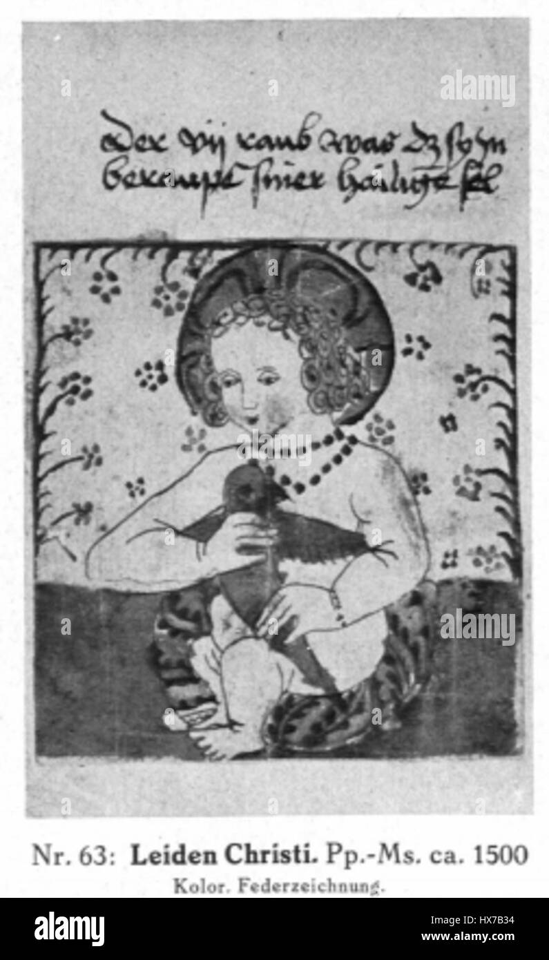 Le 'Washington Gebetbuch' (Washington Prayer Book) présente une illustration de l'enfant Christ, soulignant sa signification religieuse. L'œuvre reflète la dévotion chrétienne médiévale et fait partie d'un manuscrit de prière plus vaste. Banque D'Images