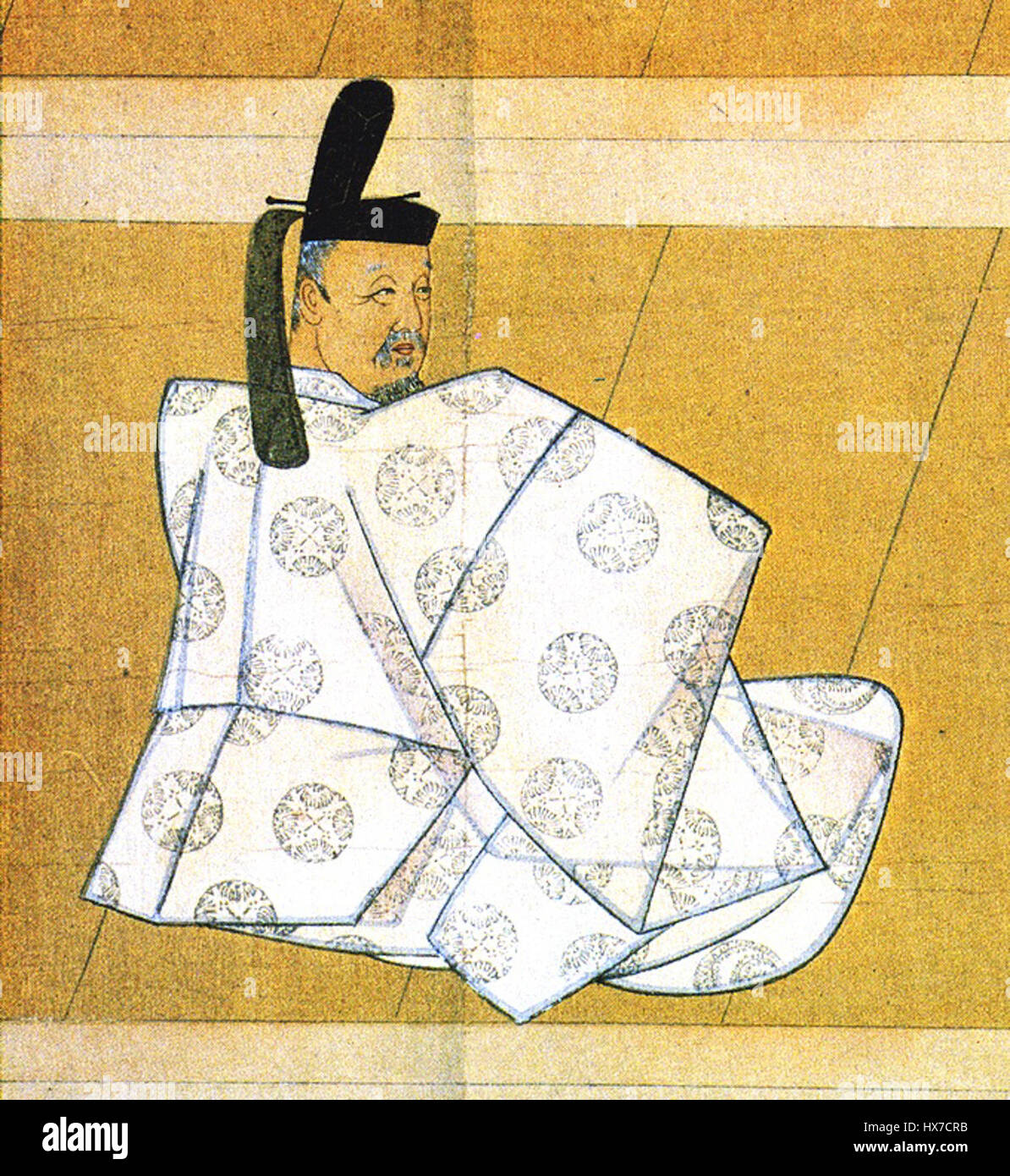 Madenokoji Nobufusa était un noble japonais et chef militaire pendant l'ère Heian. Son influence dans la politique judiciaire et les affaires militaires a joué un rôle important dans la dynamique du pouvoir de l'époque, en particulier au sein du clan Fujiwara. Banque D'Images