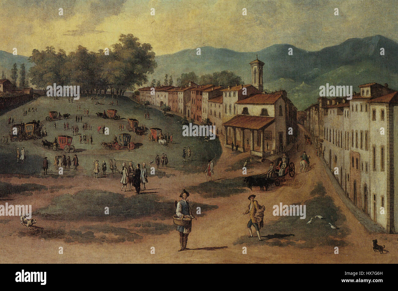'Prato di San Francesco' est un tableau du XVIIIe siècle conservé au Museo Civico de Pistoia, en Italie. L'œuvre représente la place Prato di San Francesco avec l'église Santa Maria Maddalena en arrière-plan. Banque D'Images 'Prato di San Francesco' est un tableau du XVIIIe siècle conservé au Museo Civico de Pistoia, en Italie. L'œuvre représente la place Prato di San Francesco avec l'église Santa Maria Maddalena en arrière-plan. Banque D'Images