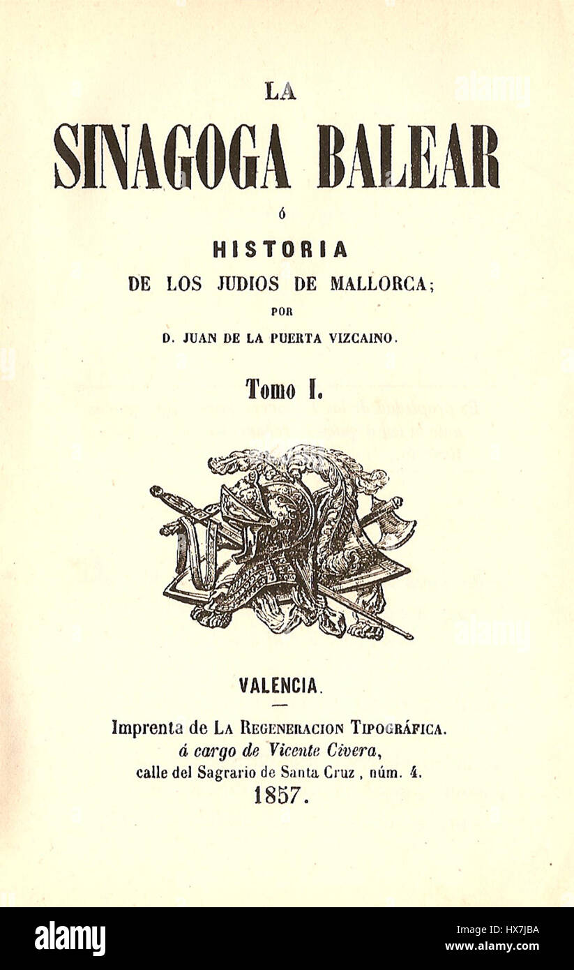 Le 'Sinagoga Balear' fait référence à une synagogue située dans les îles Baléares, en Espagne. La synagogue est un exemple significatif du patrimoine juif dans la région, représentant la riche histoire culturelle des Juifs en Espagne avant l'expulsion au XVe siècle. Banque D'Images