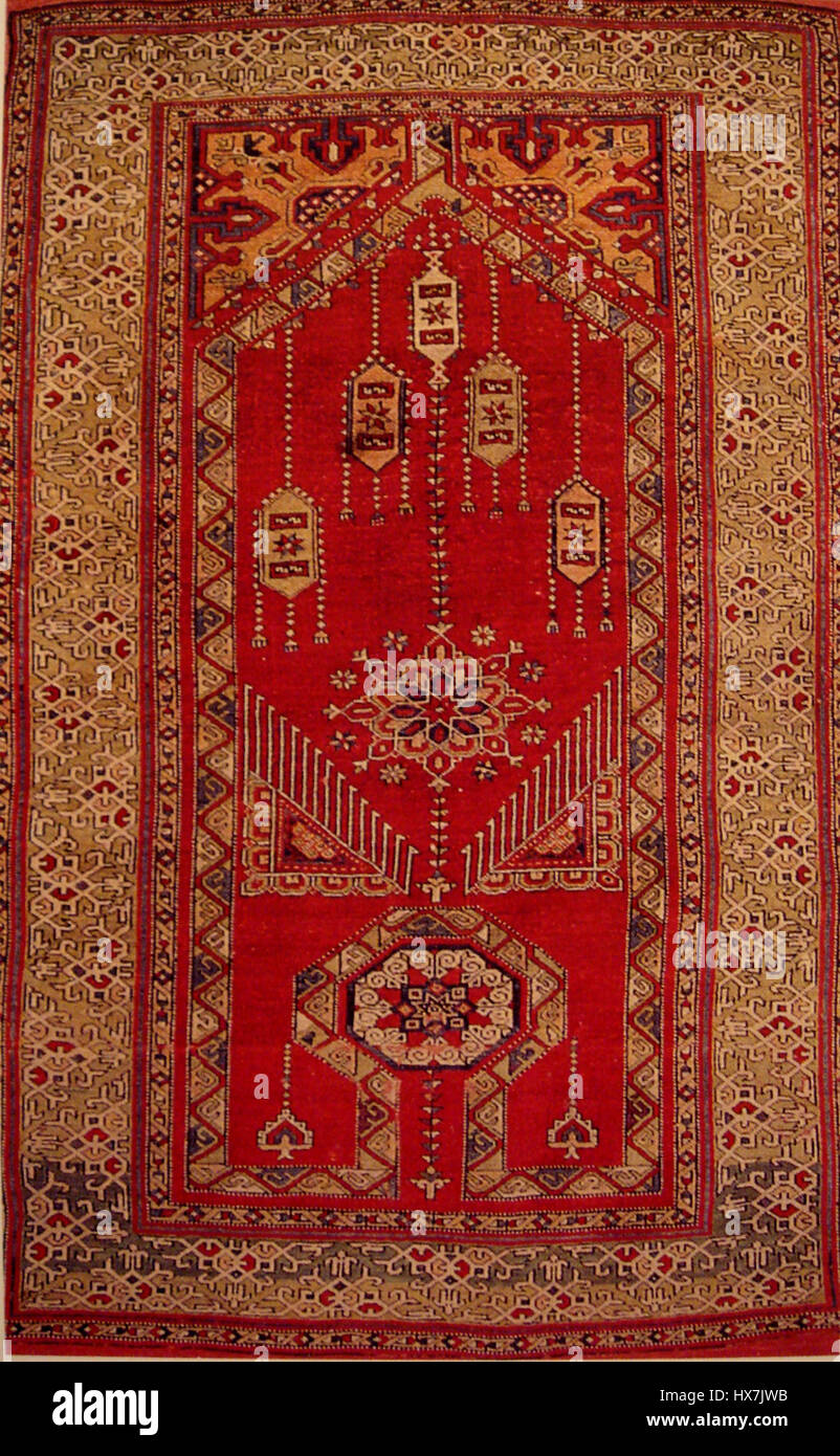 Re venu tapis de prière Anatolie, fin du 15ème début du 16ème siècle en marche arrière Banque D'Images