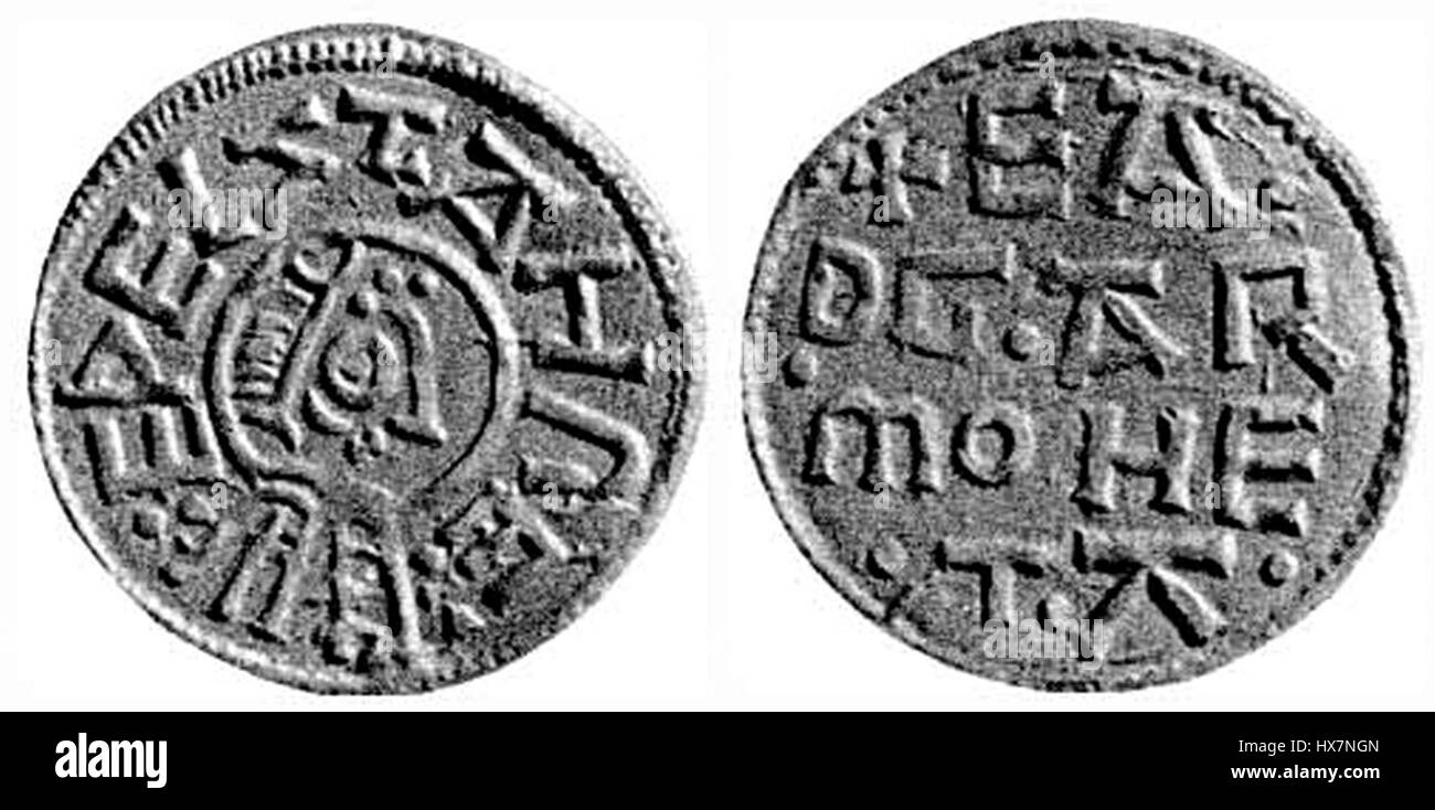 « C386thelstan Eastanglian coin » désigne une pièce frappée sous le règne de Æthelstan, le premier roi d'Angleterre. Cette pièce particulière provient de la région de l'East Anglia et donne un aperçu de la monnaie anglo-saxonne et de l'expansion de l'autorité royale. Banque D'Images