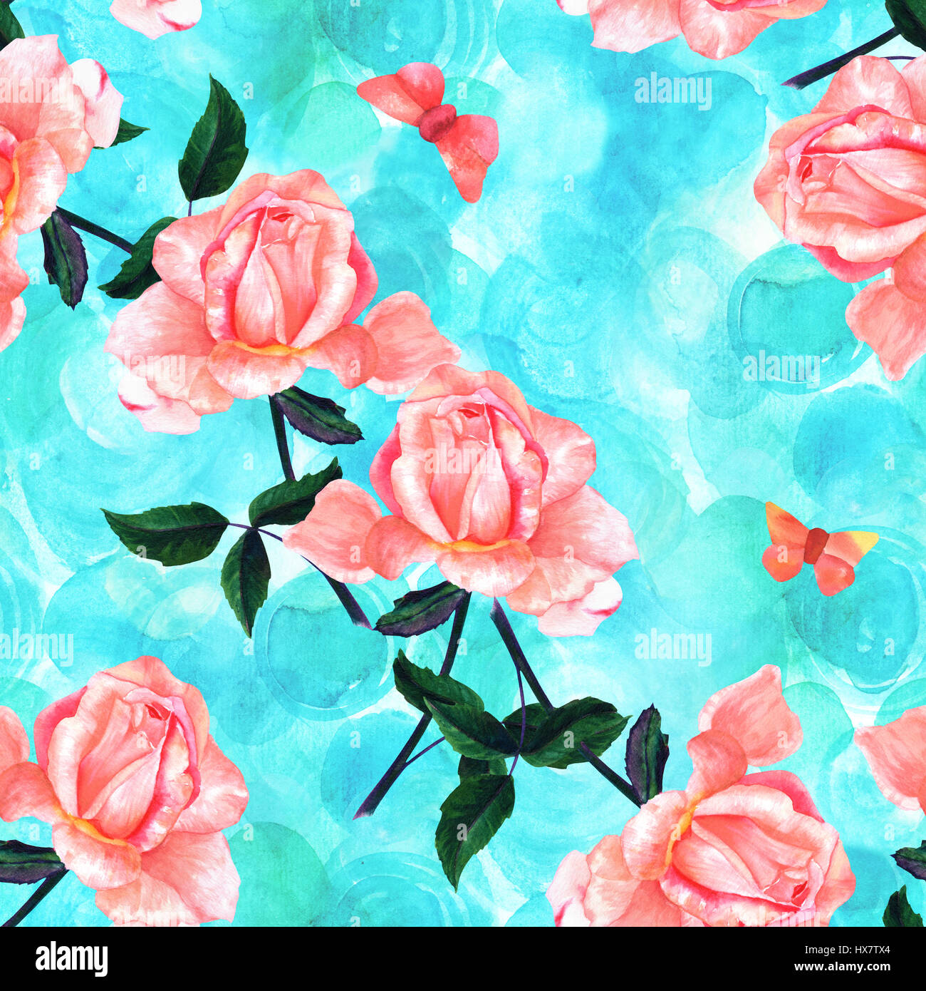 Un Modèle Sans Couture Avec Une Aquarelle Dessin Dune Rose