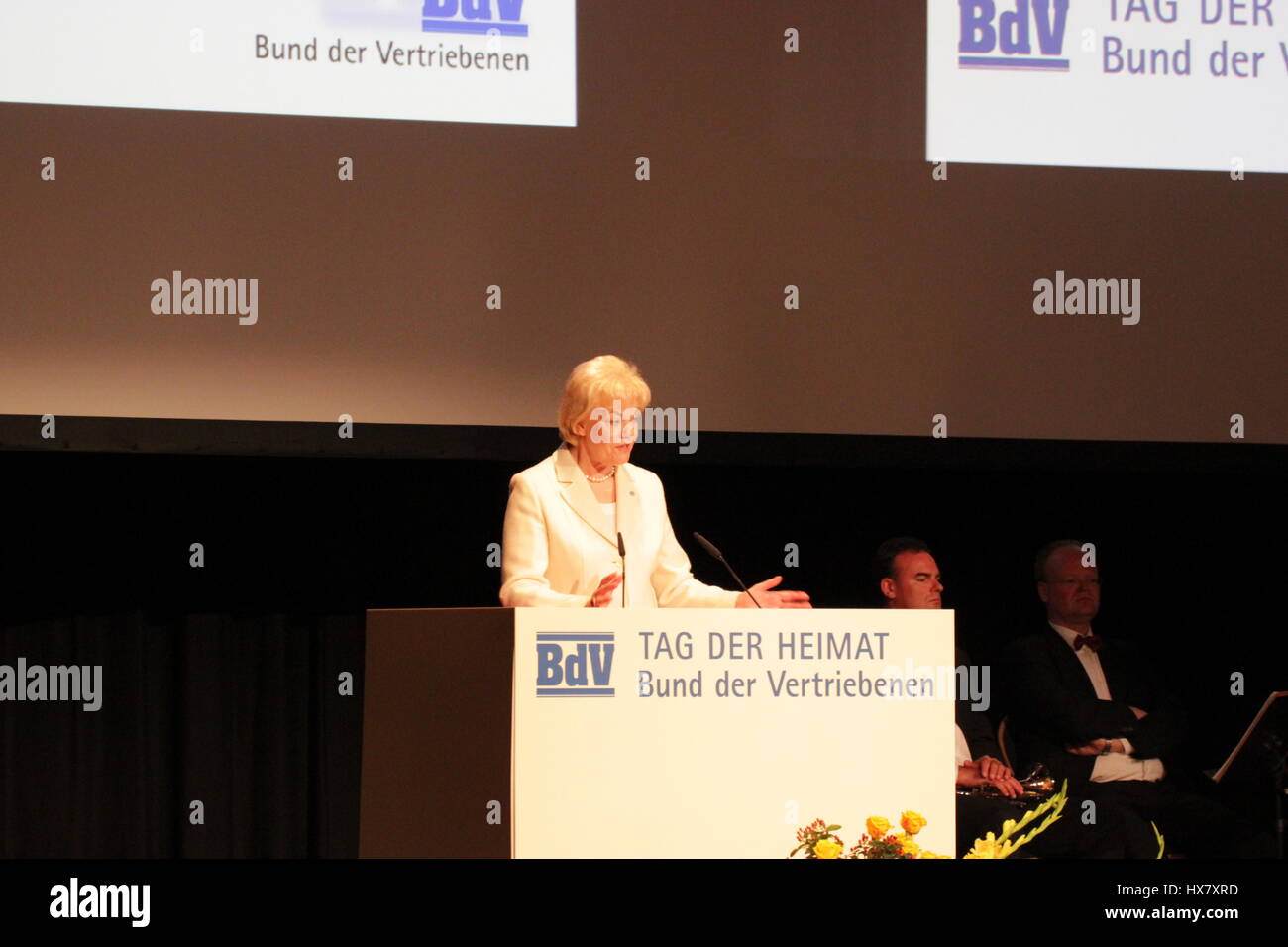 Berlin, Allemagne, August 30th, 2014 : la Chancelière Angela Merkel inscrivez-vous journée de patrie. Banque D'Images