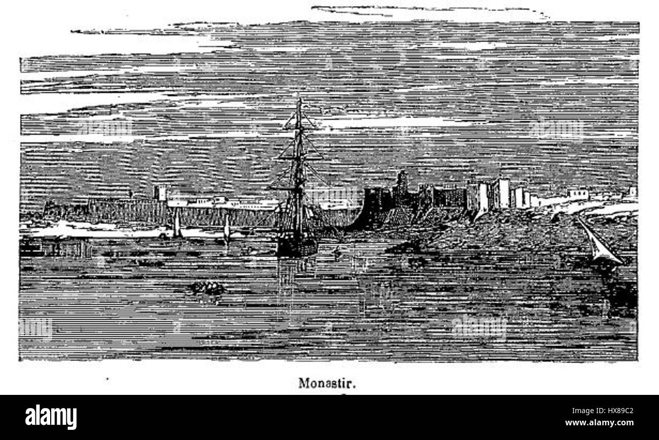 Monastir, une ville historique de Tunisie, connue pour son ancienne médina, son architecture médiévale et son importance dans l'histoire de l'Afrique du Nord. Il abrite divers sites historiques et monuments culturels. Banque D'Images