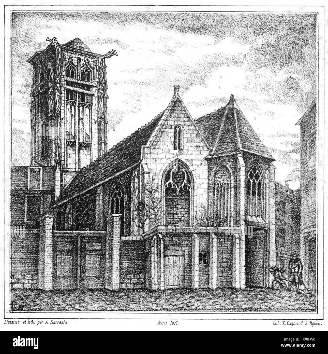 Église Saint-Pierre du Châtel est une église historique située en France, connue pour son importance architecturale et son rôle dans le patrimoine local. Il représente des éléments architecturaux gothiques et comporte des vitraux complexes et un clocher proéminent. L'église fait partie de la communauté locale depuis des siècles, servant de lieu de culte et de monument historique. Banque D'Images