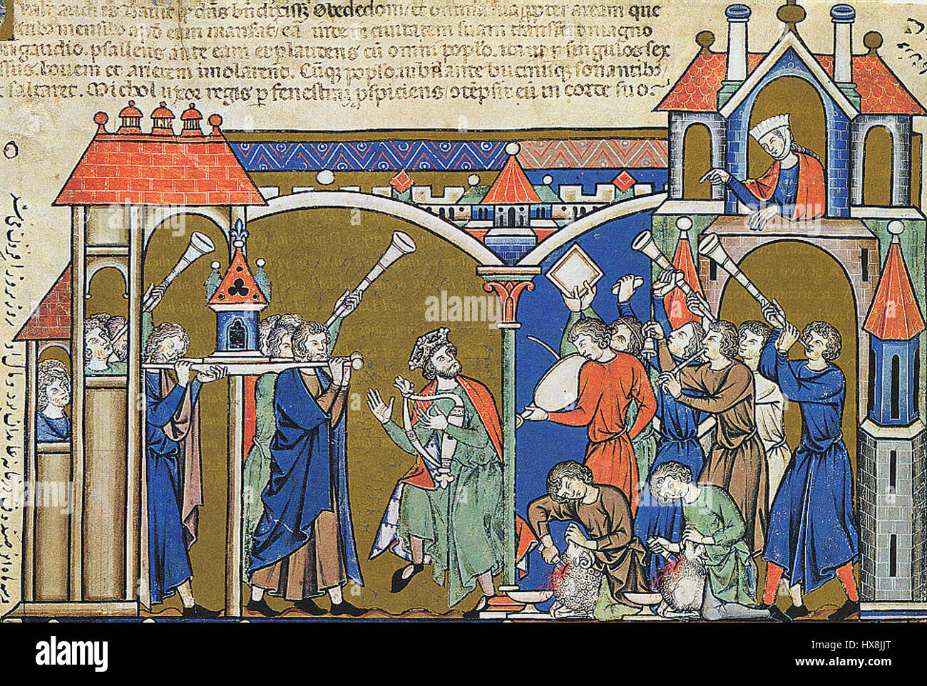 La *Morgan Bible* est un manuscrit enluminé datant du XIIIe siècle. Il présente des scènes bibliques avec des illustrations complexes, créées dans un style détaillé et vibrant qui capture des moments clés de l'ancien et du Nouveau Testament. Banque D'Images