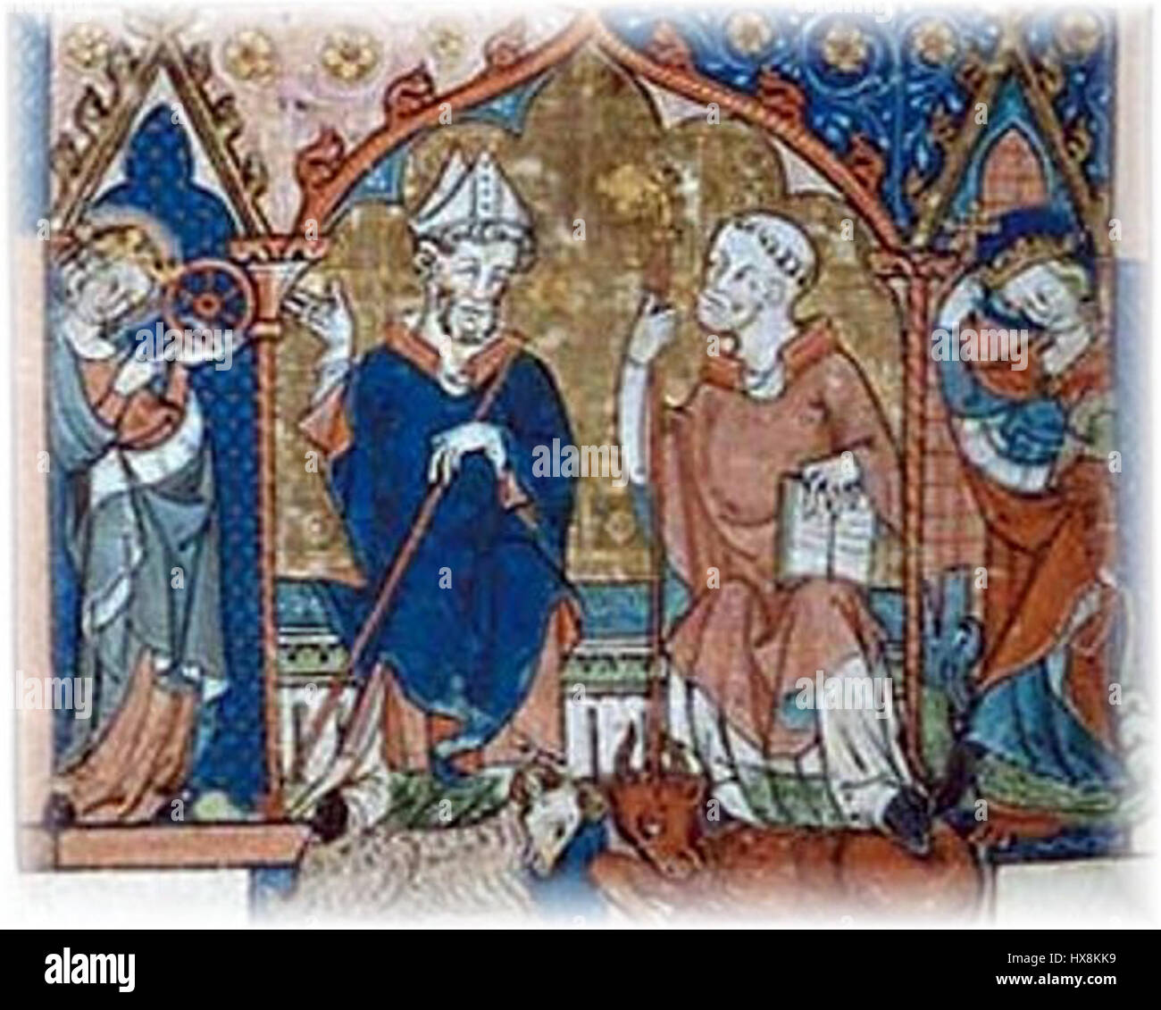 Oswald et Eadnoth étaient des figures éminentes de l'Angleterre anglo-saxonne. Eadnoth était un évêque et Oswald était un roi, tous deux jouant un rôle important dans le paysage religieux et politique de l'époque. Leur vie reflète la nature entrelacée de la royauté anglaise et de l'Église au début de la période médiévale. Banque D'Images