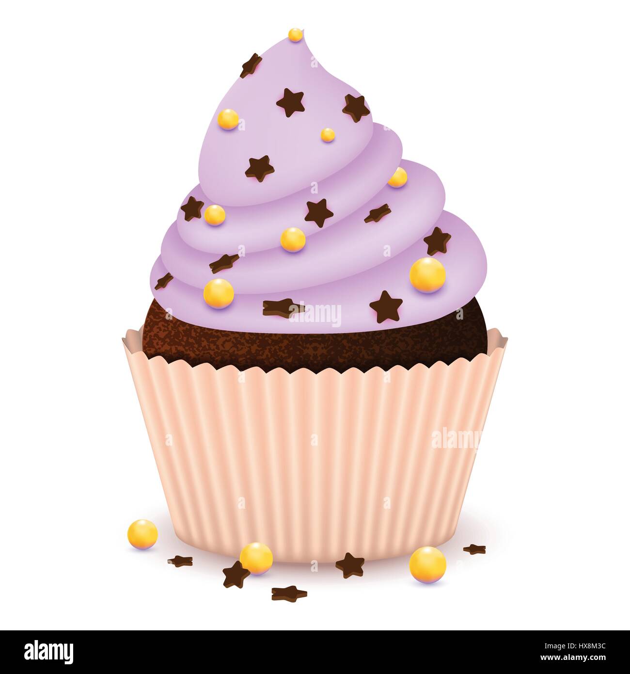 Cupcake chocolat avec décorer Illustration de Vecteur