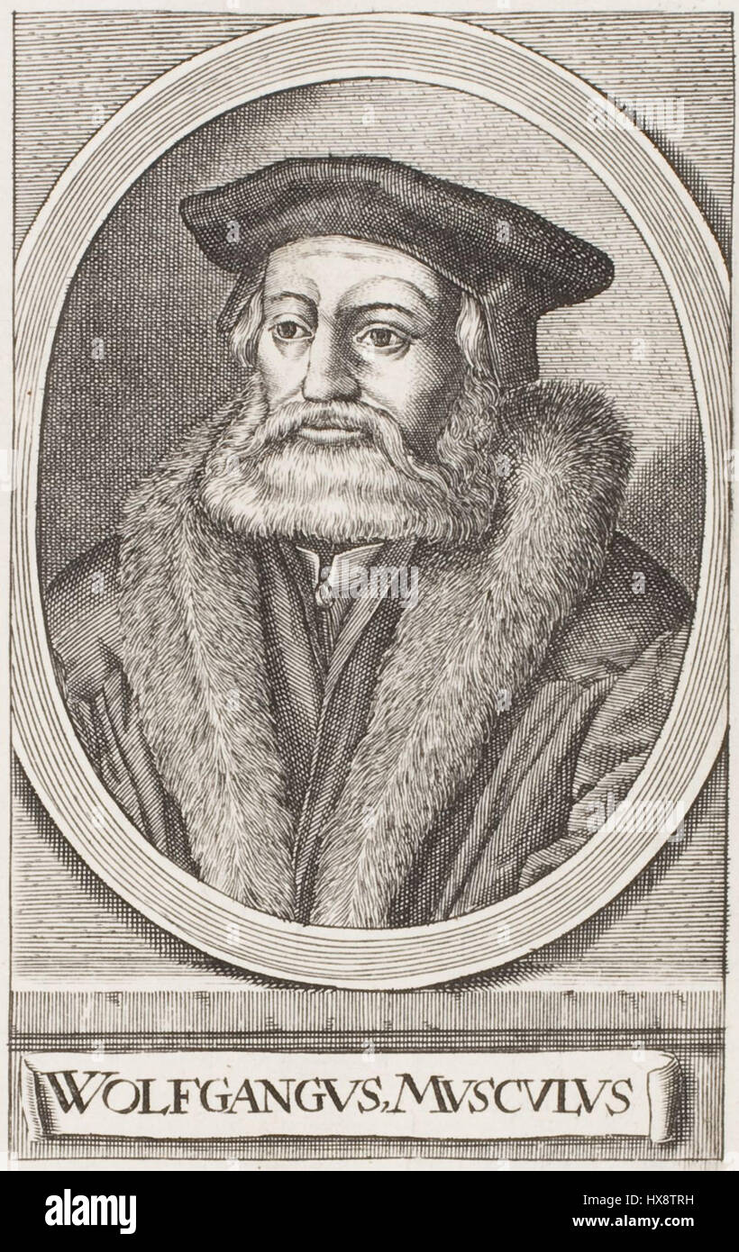 Wolfgang Musculus, également connu sous le nom de Herzog, était un éminent théologien et réformateur allemand au XVIe siècle. Il a été influent dans la réforme protestante et a contribué aux écrits théologiques, plaidant pour la réforme religieuse et la promotion des idées luthériennes dans sa région. Ses œuvres ont influencé à la fois la pensée religieuse et le développement des communautés protestantes en Allemagne. Banque D'Images