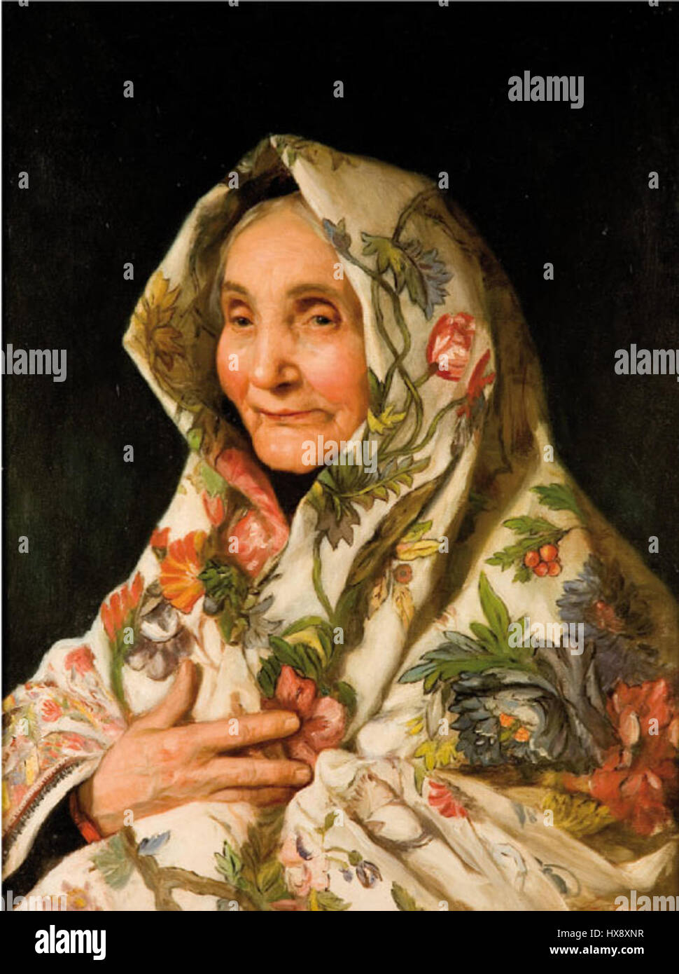 Vecchia con mezzaro, qui signifie « vieille femme avec un châle » en italien, fait probablement référence à un portrait ou à la représentation d'une femme âgée portant un châle. L'œuvre reflète l'âge et l'expérience du sujet, capturant la profondeur émotionnelle de la figure âgée grâce à l'utilisation de la texture et de la couleur. Le châle symbolise la chaleur et la protection, suggérant peut-être des thèmes de confort et de sécurité. Banque D'Images