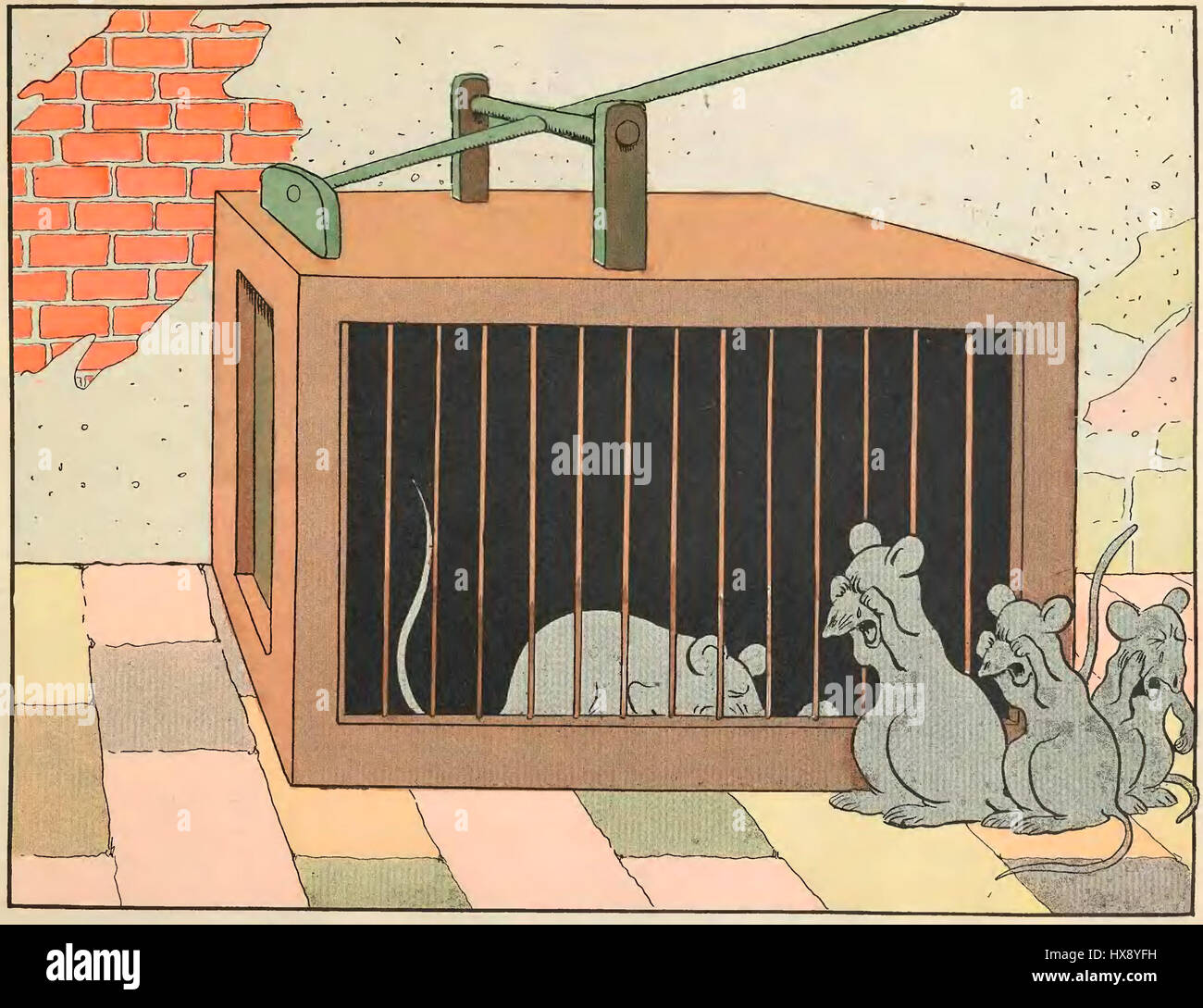 'Les petites Misères de la vie des animaux' de Rabier, édité par Garnier, capture la vie humoristique et souvent triste des animaux. L'estampe est un exemple notable d'art sur le thème des animaux de la fin du XIXe siècle. Banque D'Images