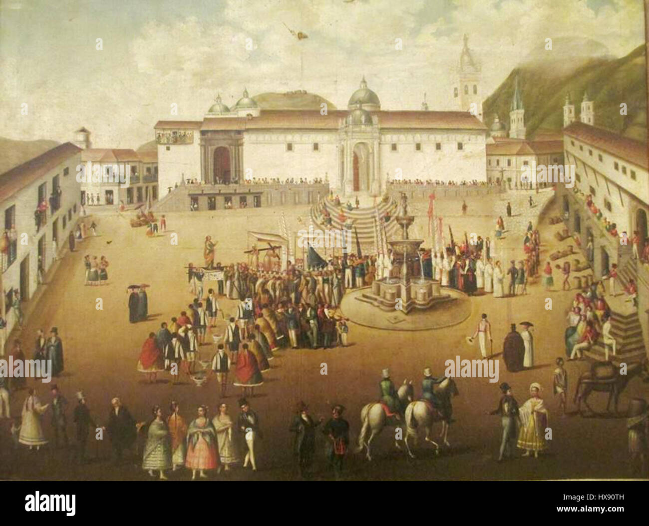 Plaza principal de Quito, l'anC3B3nimo SIGLO XVIII (Museo de la Moneda, BogotC3A1) Banque D'Images Plaza principal de Quito, l'anC3B3nimo SIGLO XVIII (Museo de la Moneda, BogotC3A1) Banque D'Images
