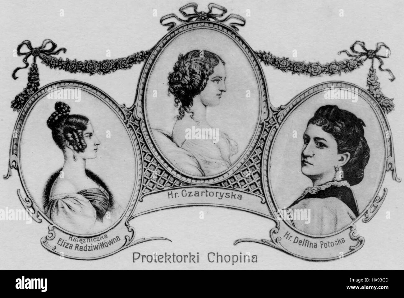 Protektorki Chopina fait référence à une peinture représentant les femmes qui ont joué un rôle important dans la vie du compositeur polonais Frédéric Chopin. Ce travail reflète leur influence sur sa vie personnelle et professionnelle. Banque D'Images