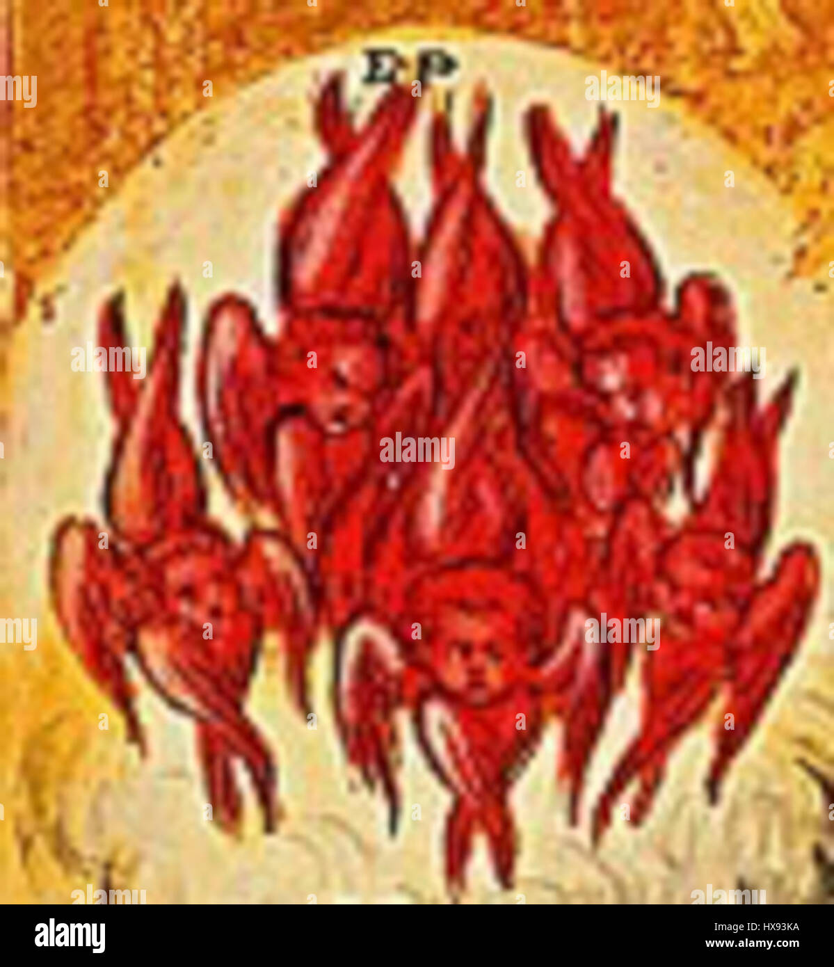 « Neuf ordres d’anges : Séraphins » est une œuvre d’art religieuse représentant la hiérarchie céleste, en se concentrant sur les Séraphins, rendus avec de fins détails et grâce pour mettre en évidence leur nature divine. Banque D'Images