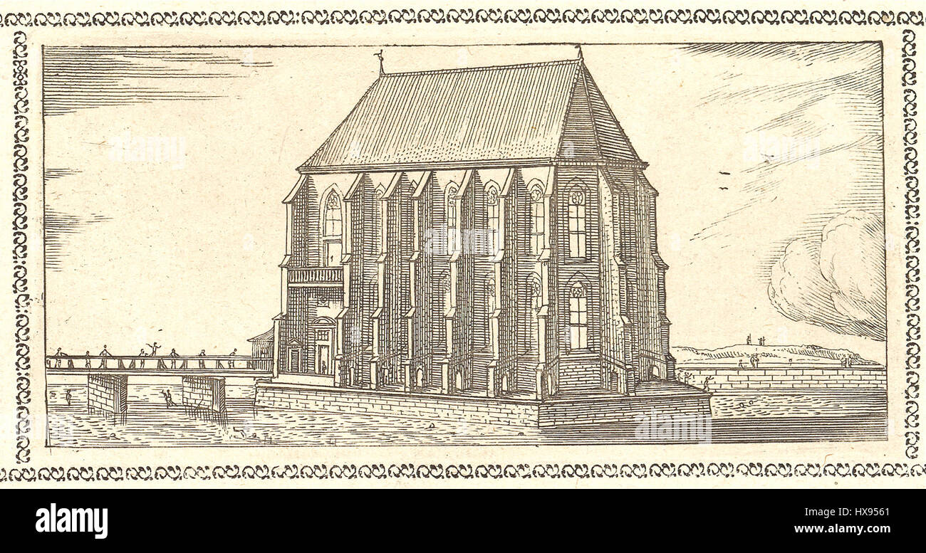 Wasserkirche ZC3BCrich, Insel in der Limmat, 1661 ; Radierung von Conrad Meyer (1618) 1689 ; Neujahrsblatt der Stadtbibliothek ZC3BCrich 1661 Banque D'Images