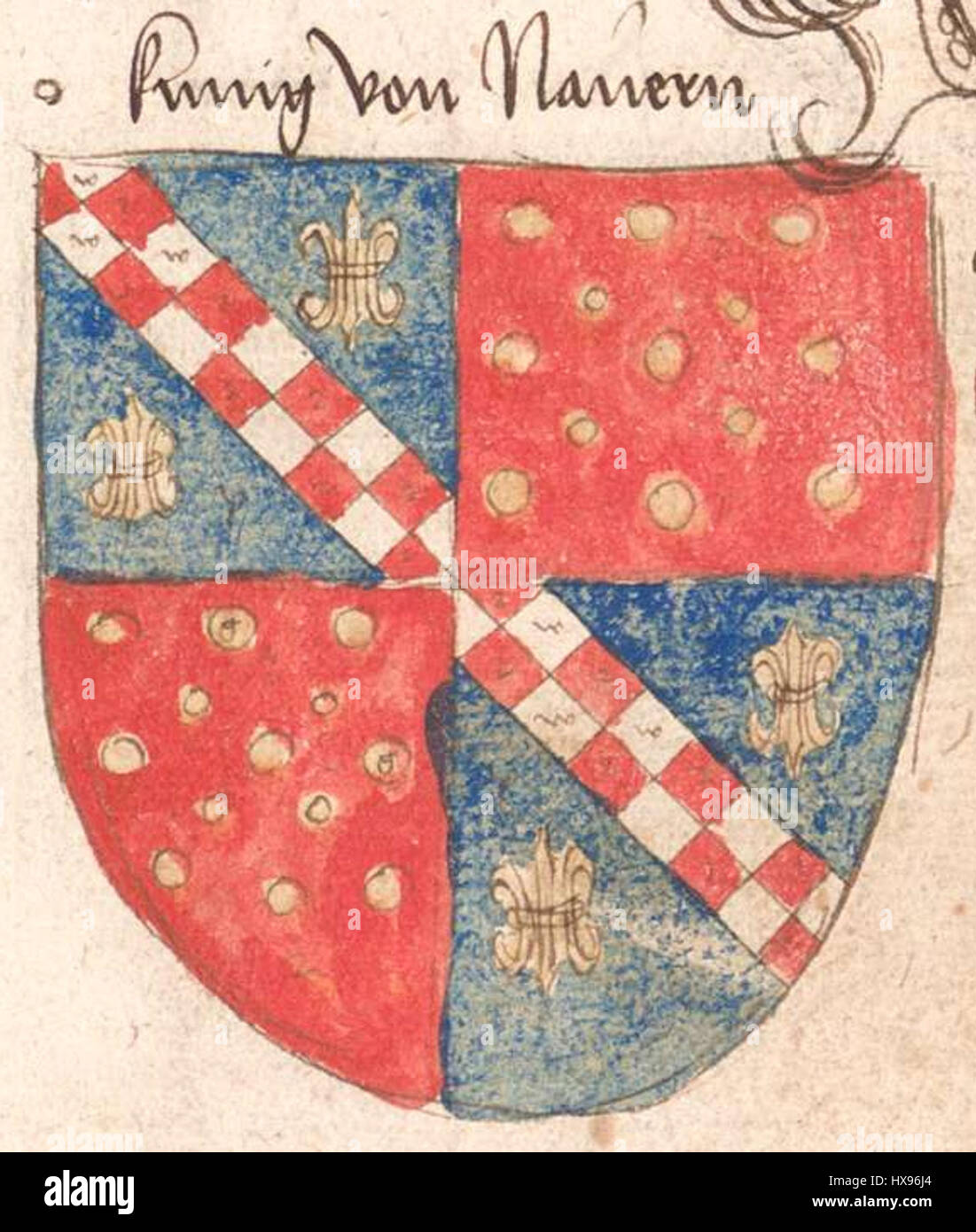 Le Wernigeroder Wappenbuch est un livre héraldique du XVIe siècle, documentant les armoiries des familles nobles de Wernigerode. Il sert de ressource historique importante pour comprendre l'héraldique médiévale allemande. Banque D'Images