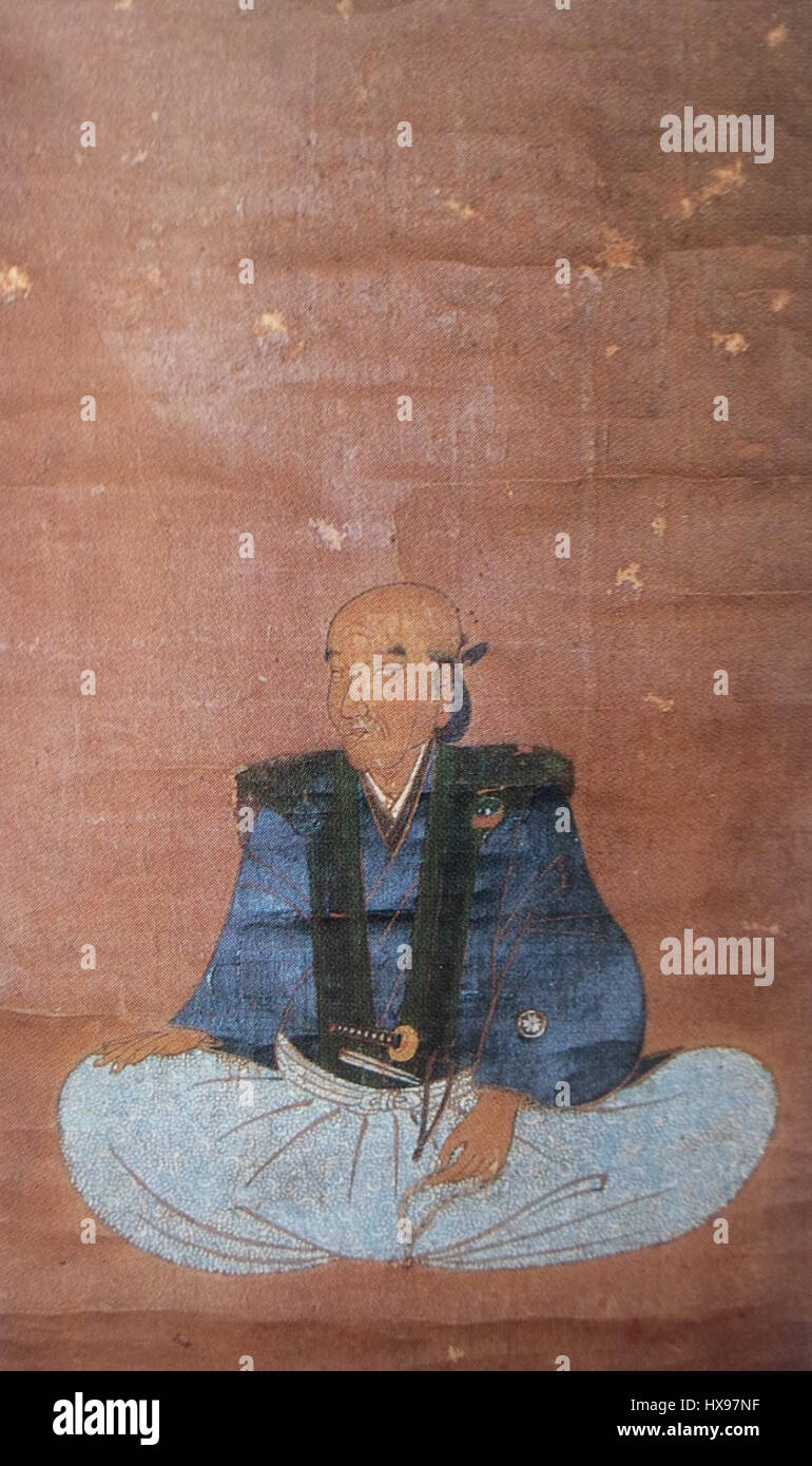 Sakai Tadakatsu était un samouraï et général japonais renommé pendant la période Sengoku. Son héritage de guerrier est célébré dans diverses représentations artistiques, illustrant souvent sa bravoure et son leadership au combat. Banque D'Images