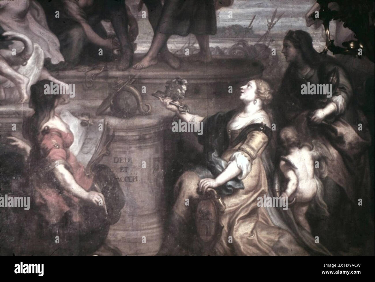 Theodor van THULDEN (1606E280931669), Allegorie auf die Erwerbung, Magdeburgs la scféég3A4lde im Stadtschloss Potsdam (Marmorsaal), Ausschnitt Personifikation der Stadt der weiblichen Allegorien Magdebourg Banque D'Images