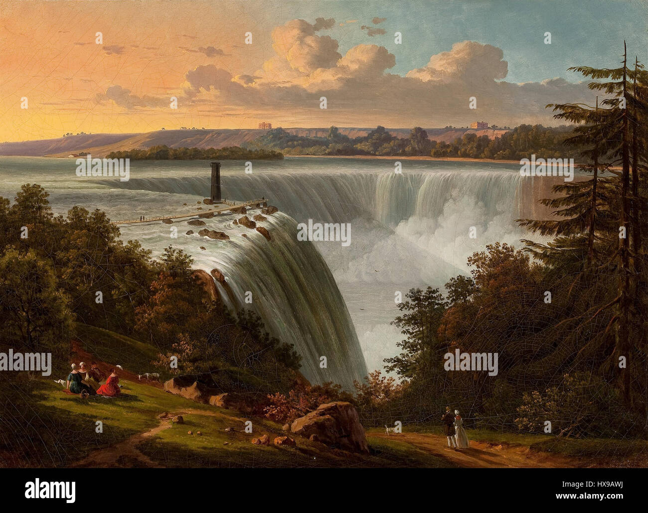 La photographie de Victor DeGrailly des chutes du Niagara, prise vers 1850, capture la beauté majestueuse des chutes, mettant en évidence les techniques photographiques précoces et le paysage naturel impressionnant. Banque D'Images