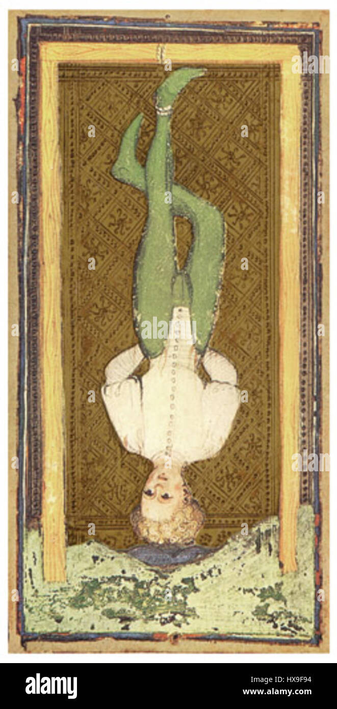 Tarot Visconti Sforza. Le Pendu Banque D'Images