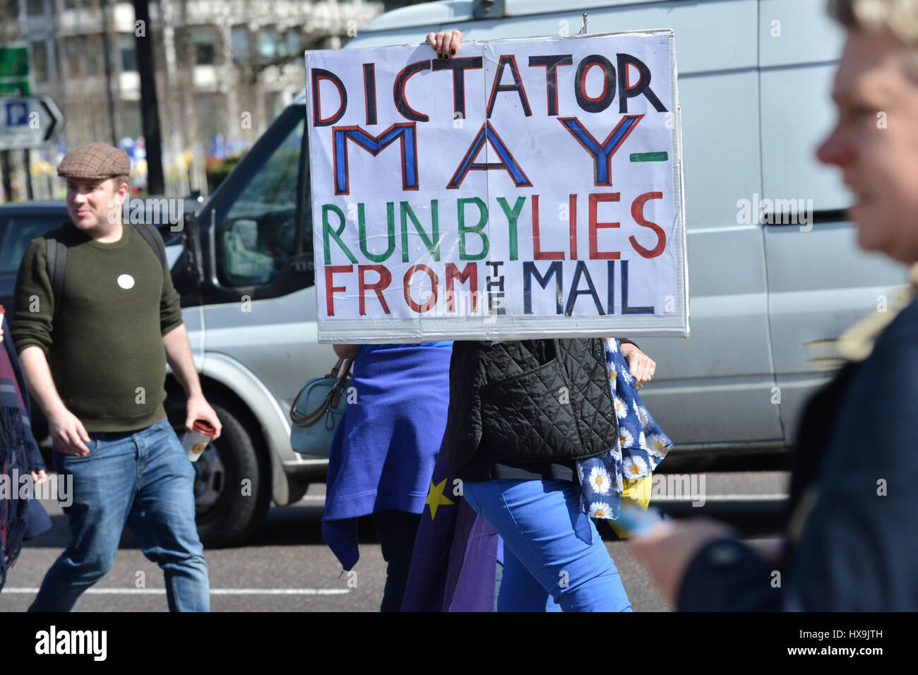 Londres, Royaume-Uni. Mar 25, 2017. Protestation Anti Brexit mars par l'unir pour l'Europe. Crédit : Matthieu Chattle/Alamy Live News Banque D'Images