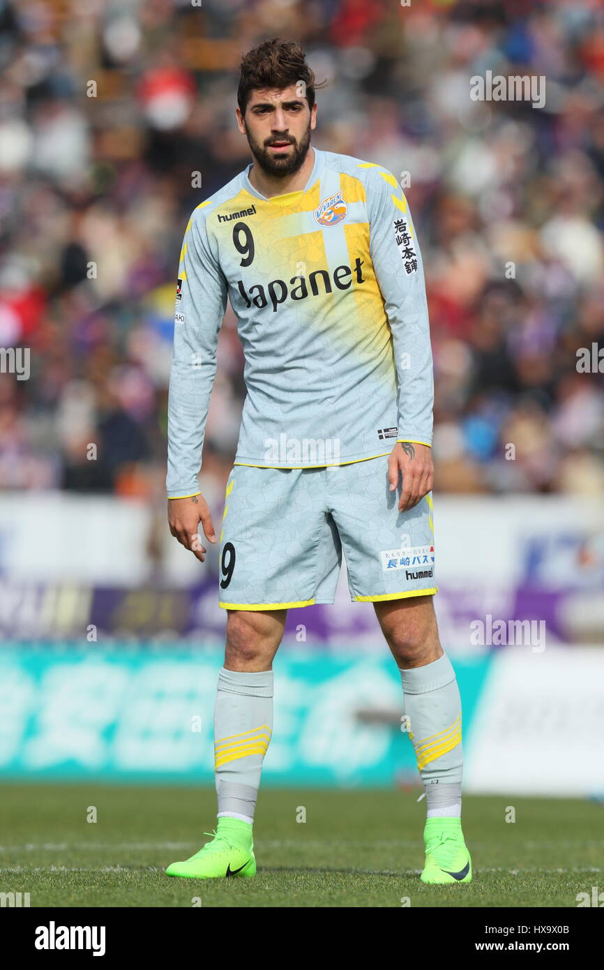 Stade Nishikyogoku Kyoto, Kyoto, Japon. Mar 25, 2017. Juanma (V Varen), 25 mars 2017 - Football : 2017 J2 match de championnat entre Kyoto Sanga F.C. 0-1 V.Varen Nagasaki à Stade Nishikyogoku Kyoto, Kyoto, Japon. Credit : AFLO SPORT/Alamy Live News Banque D'Images