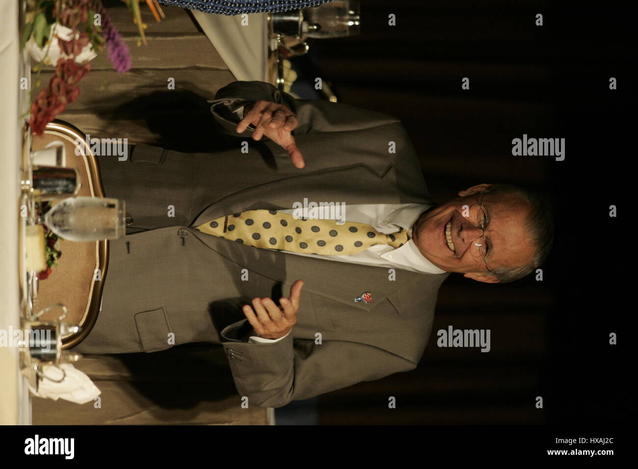 DONALD RUMSFELD, SECRÉTAIRE AMÉRICAIN DE LA DÉFENSE 04 août 2005 Beverly Hilton Hotel BEVERLY HILLS LA USA Banque D'Images