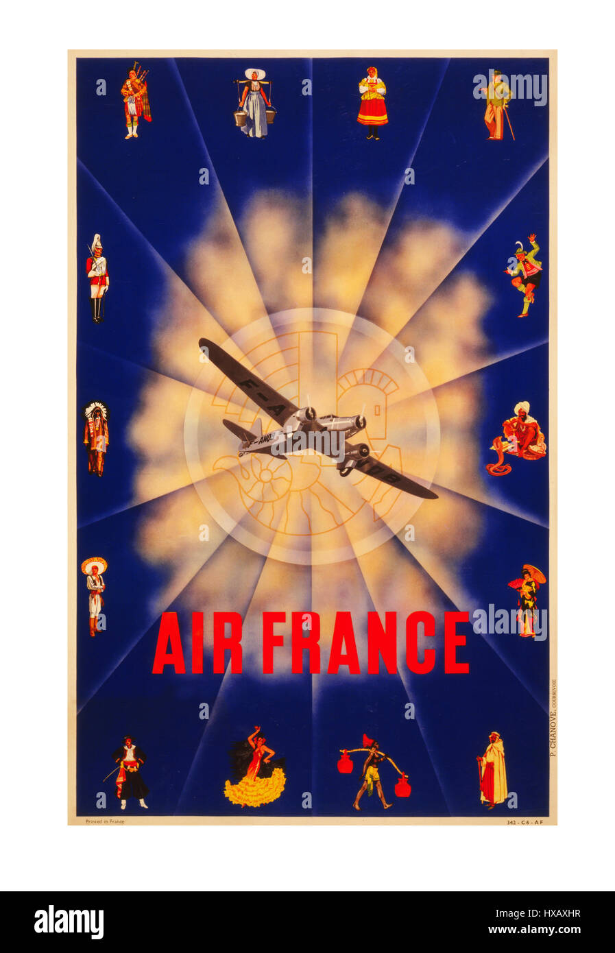 Affiche décoration moteur d'avion rétro art déco main image 1